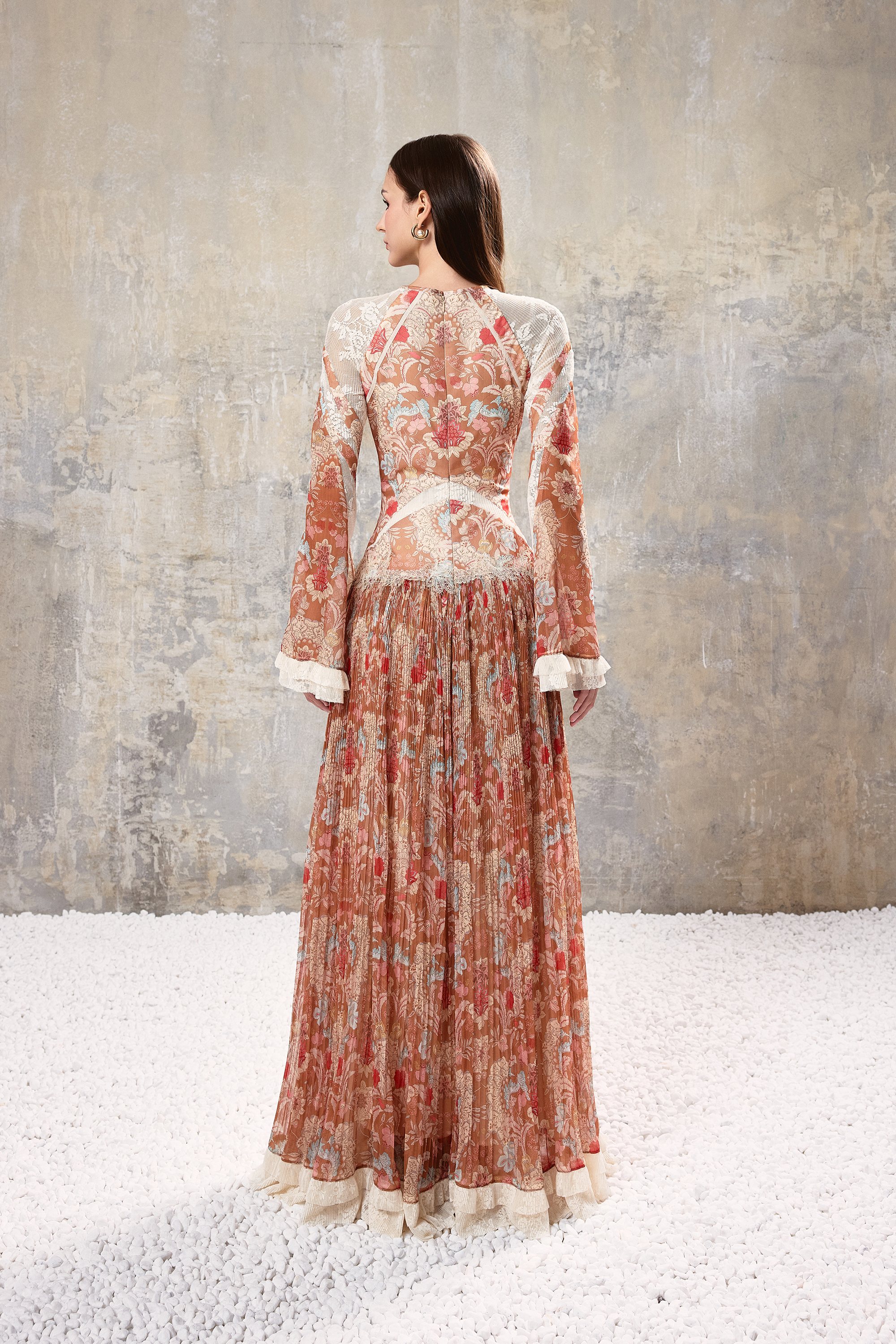Baroque Pleated Maxi Dress