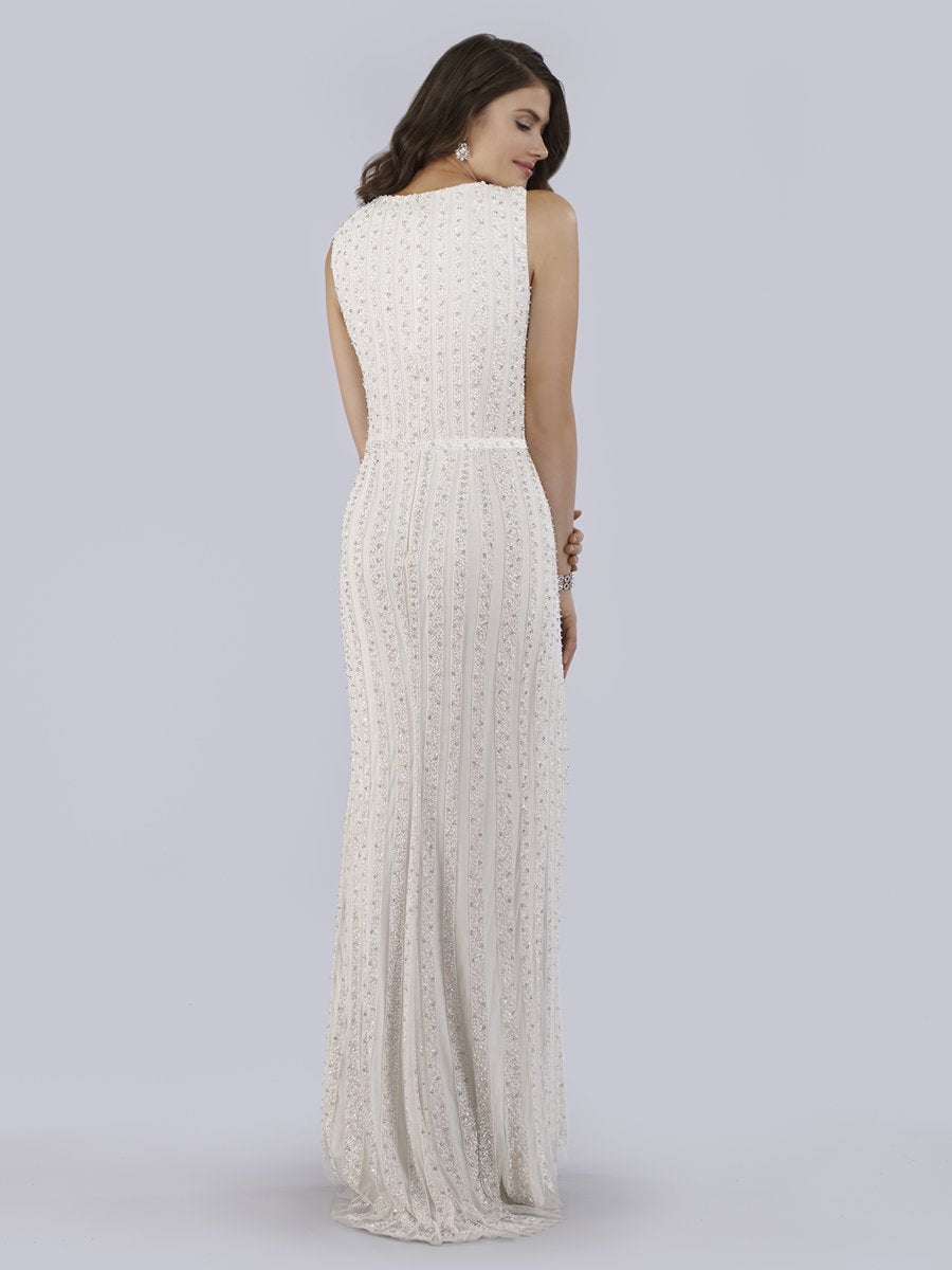 Beaded Faux-Wrap V-Neck Bridal Gown with Slit 51018