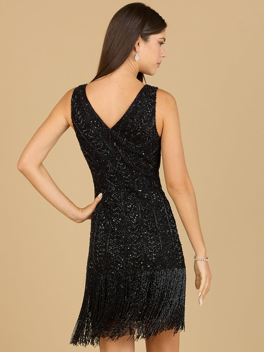 Beaded Fringe Cocktail Dress 29361