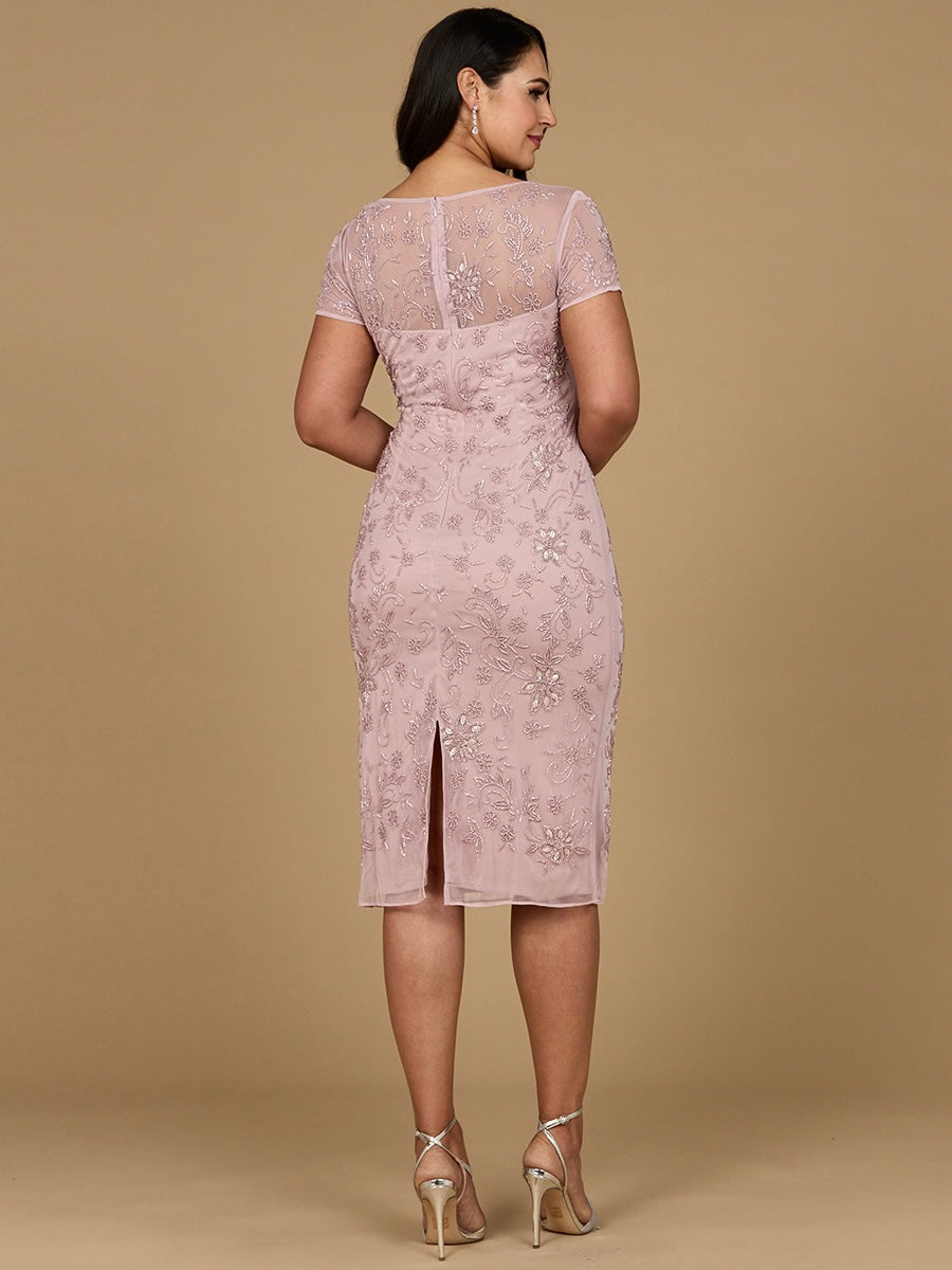 Beaded Midi Dress with Cap Sleeves 28997