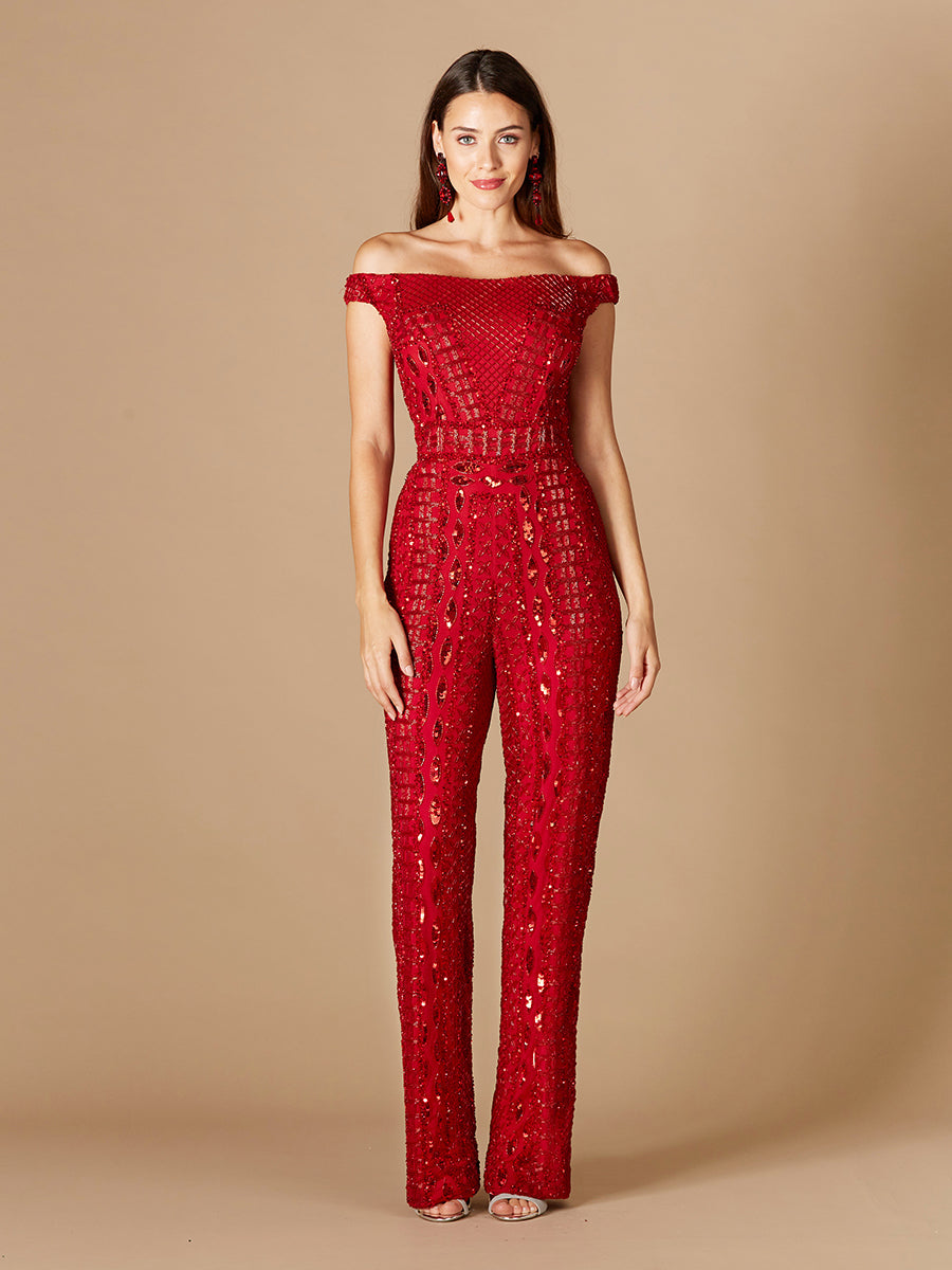 Beaded Off Shoulder Jumpsuit 29323