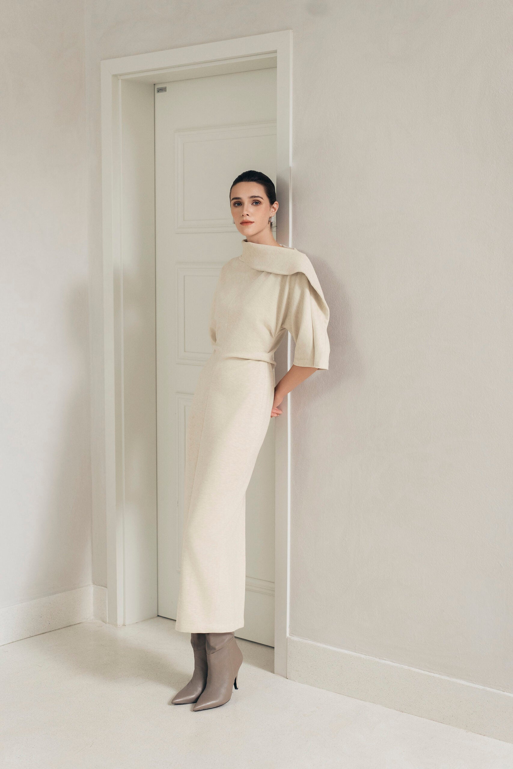 Beige Wrap Dress