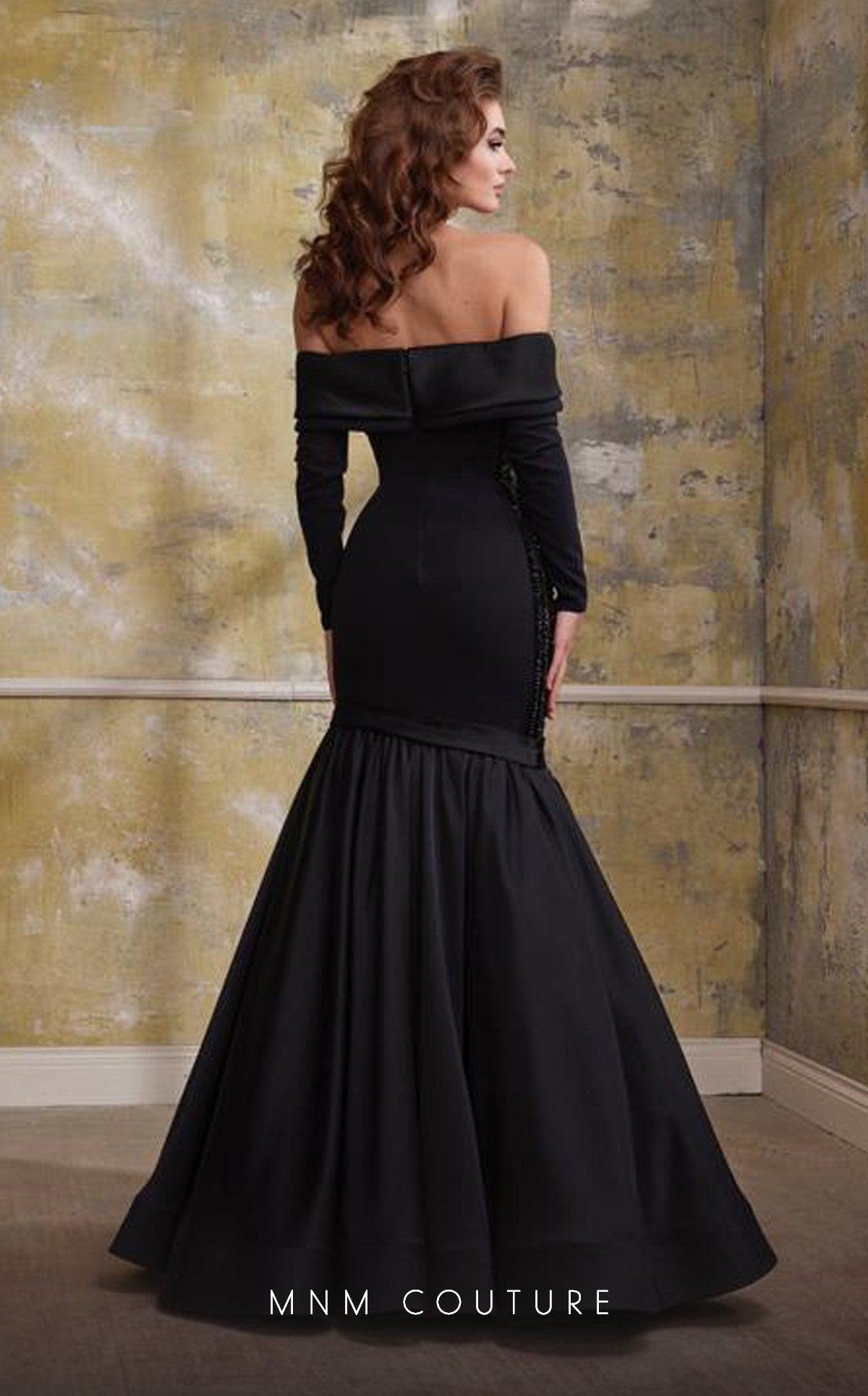 Black Strapless Evening Gown N0563
