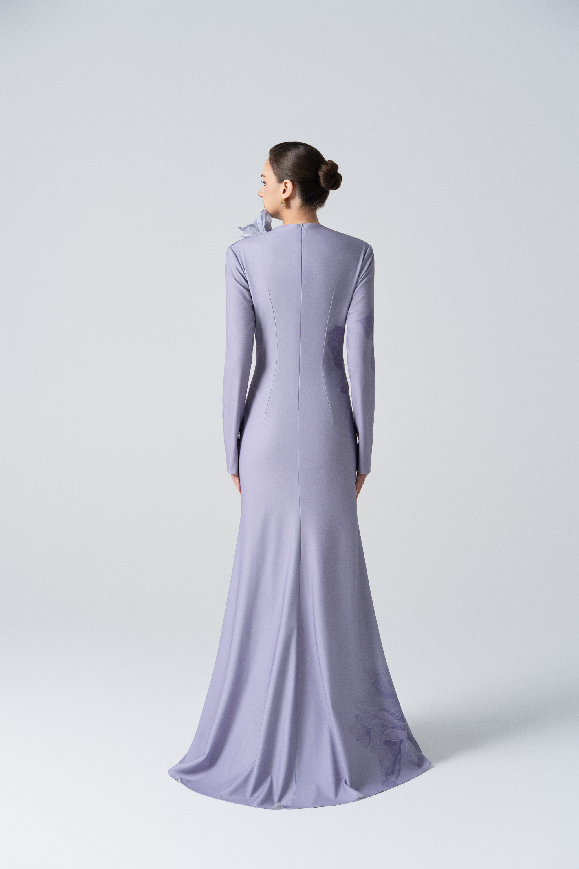 Blossom Drift Fishtail Gown in Almond Oil