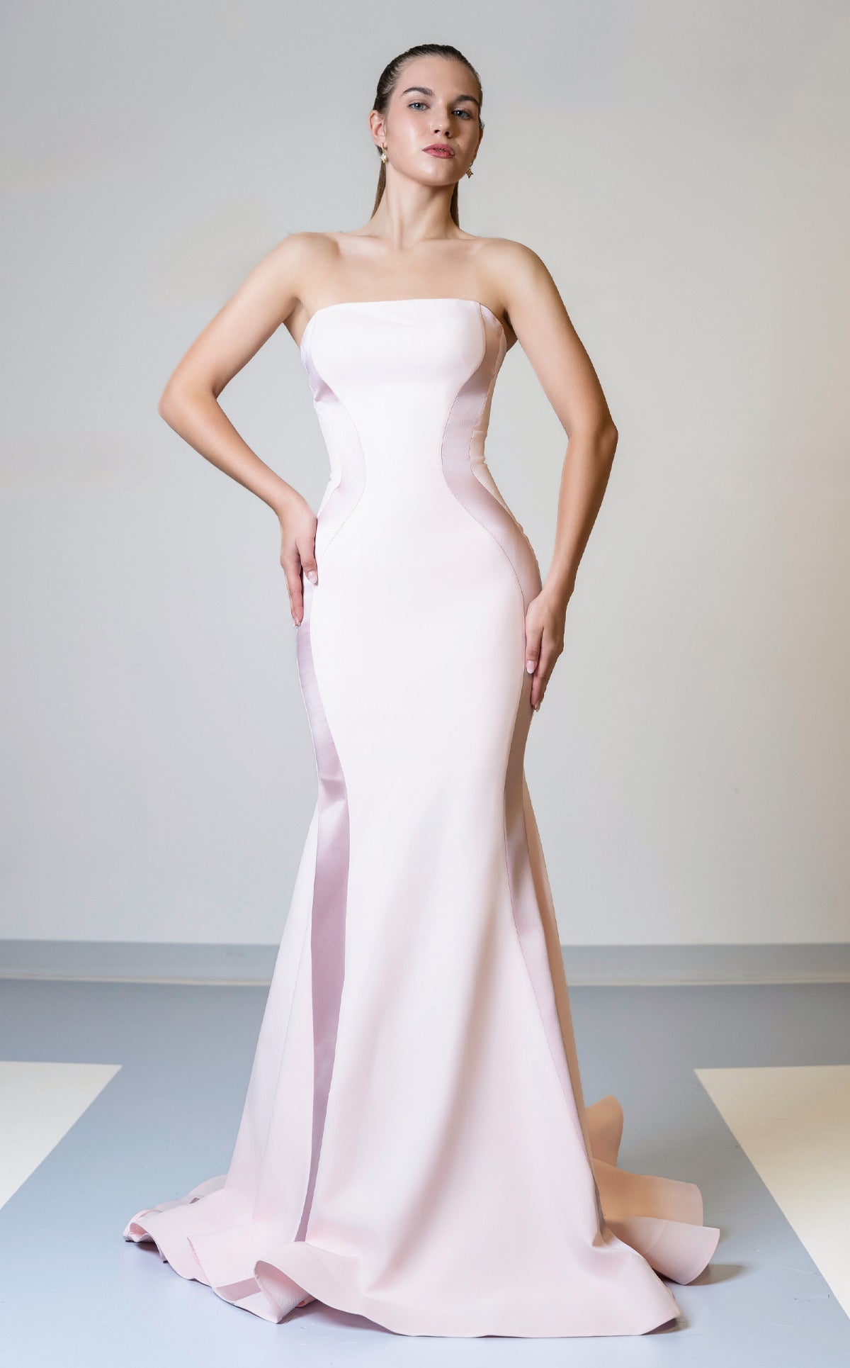 Blue Strapless Evening Gown N0526A