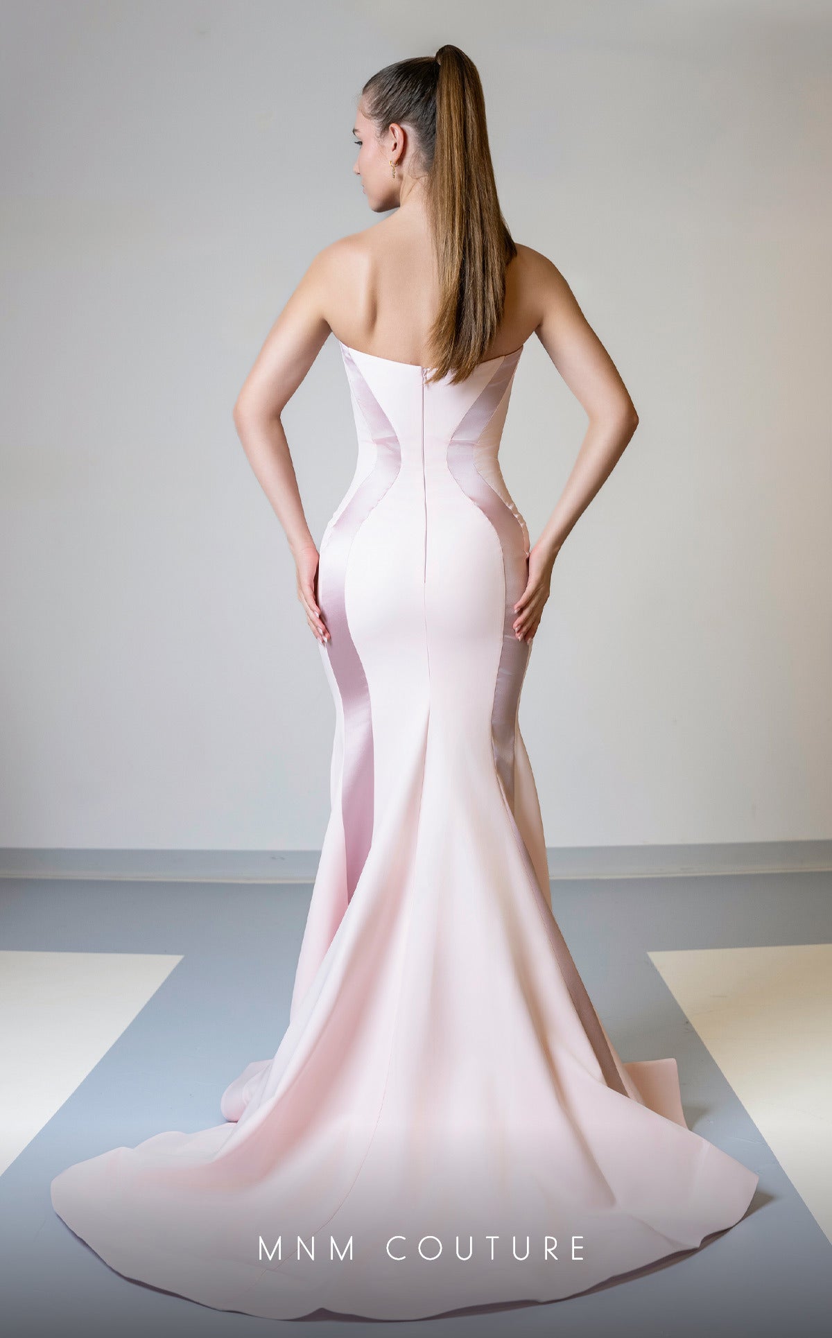 Blue Strapless Evening Gown N0526A