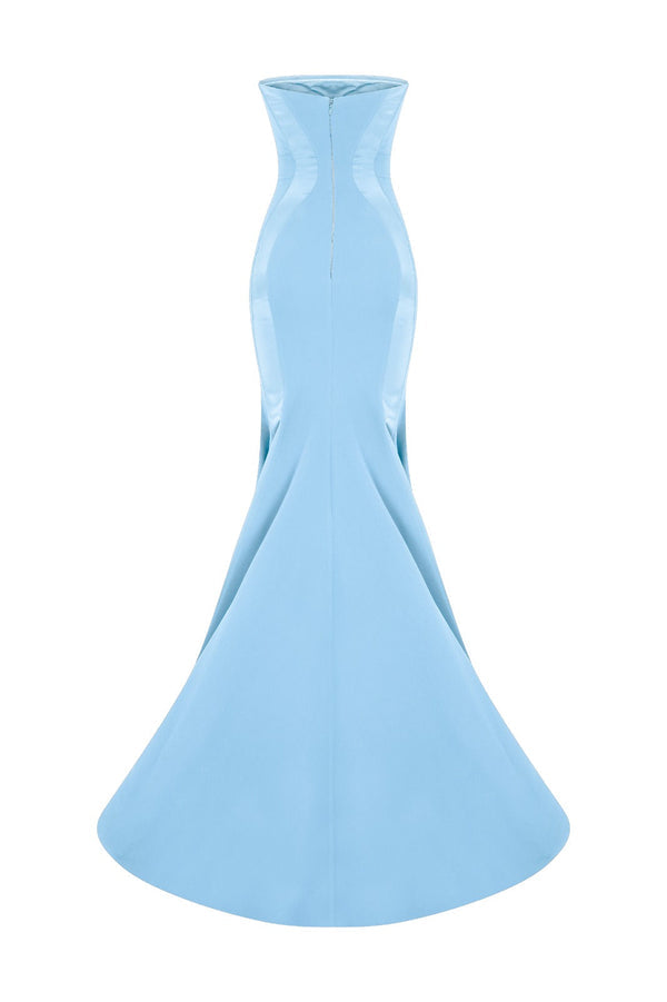 Blue Strapless Evening Gown N0526A