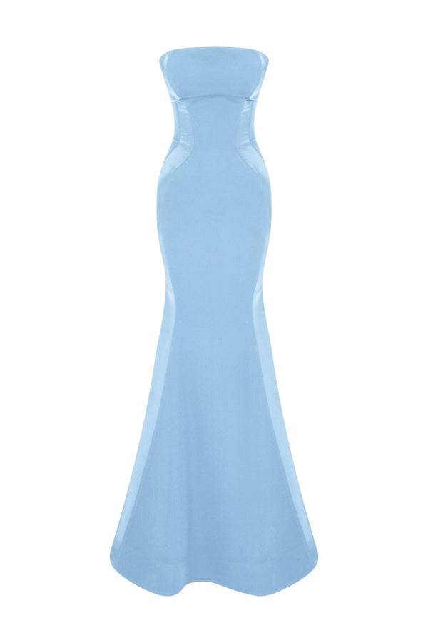 Blue Strapless Evening Gown N0526A