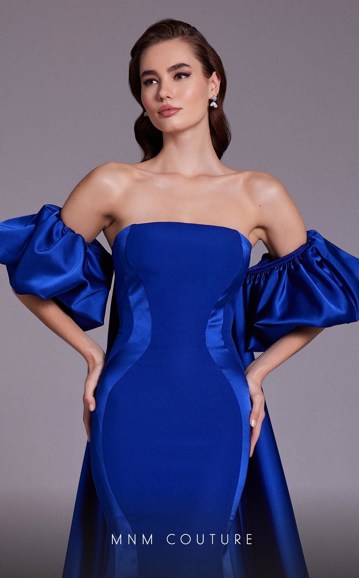 Blue Strapless Evening Gown N0526A