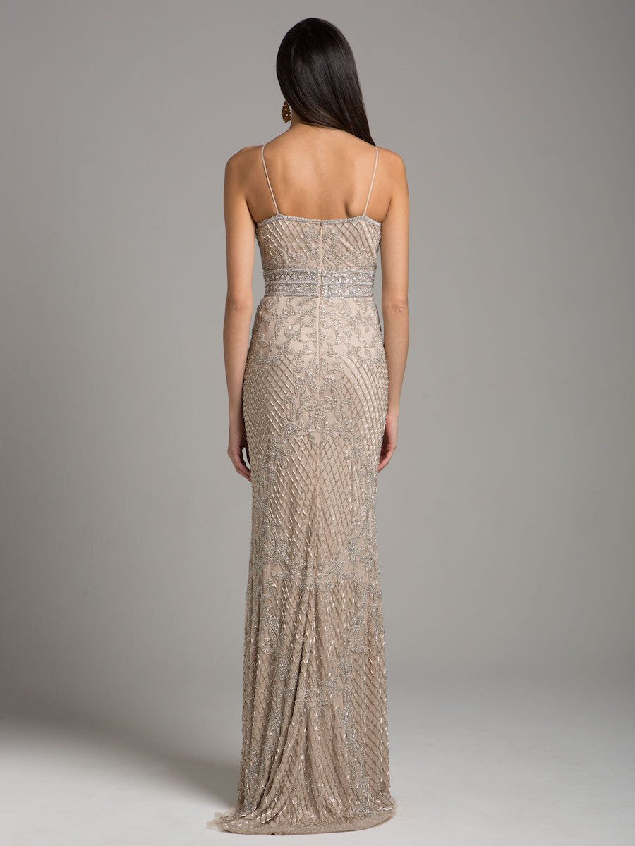 Body Con V-neck Beaded Dress 29904