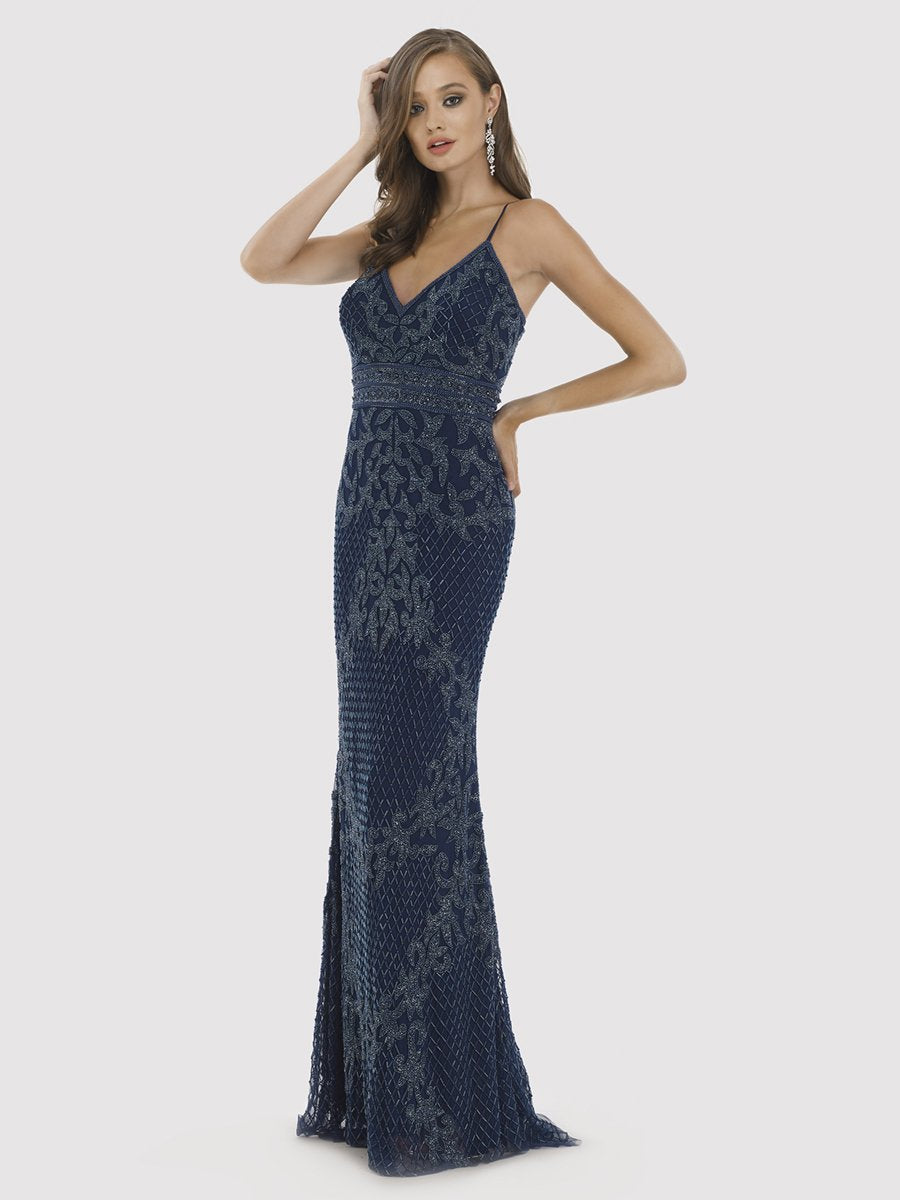 Body Con V-neck Beaded Dress 29904