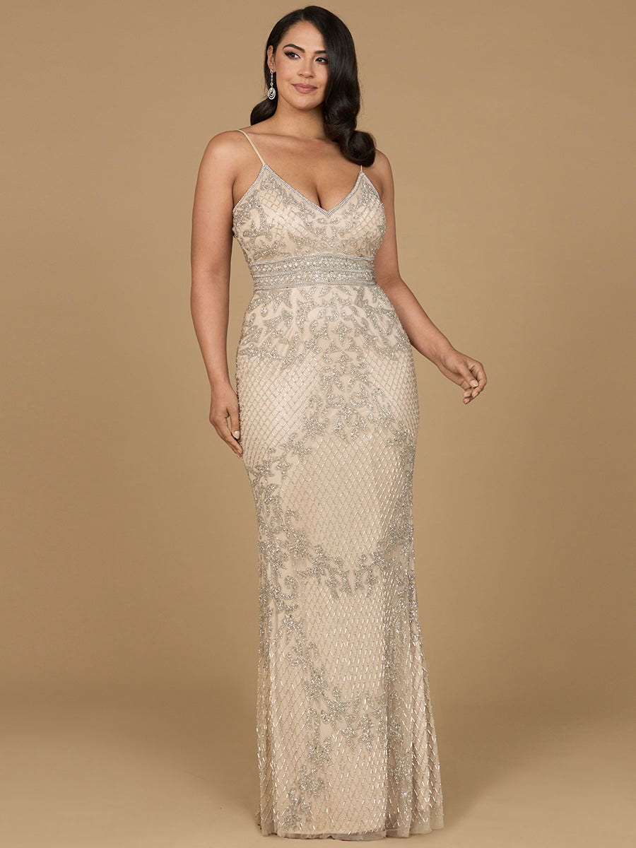 Body Con V-neck Beaded Dress 29904