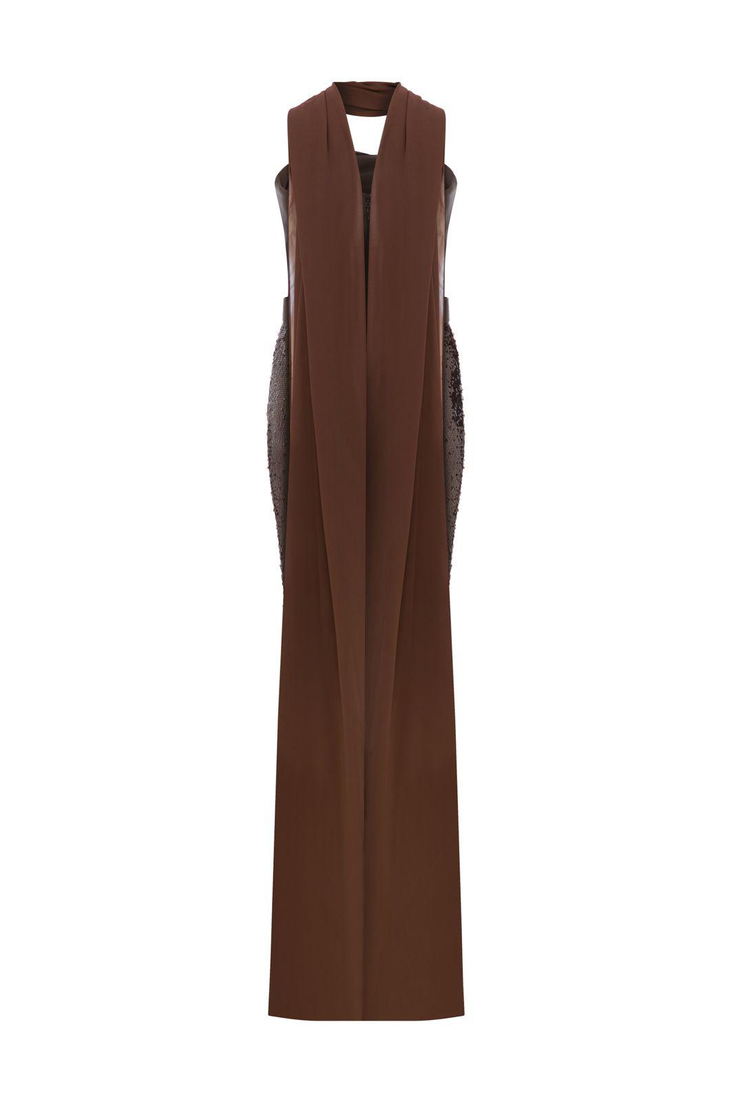 Brown Strapless Evening Gown N0629