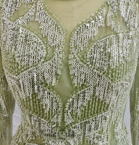 Long Sleeve Gown with Overskirt & High Neck 28933