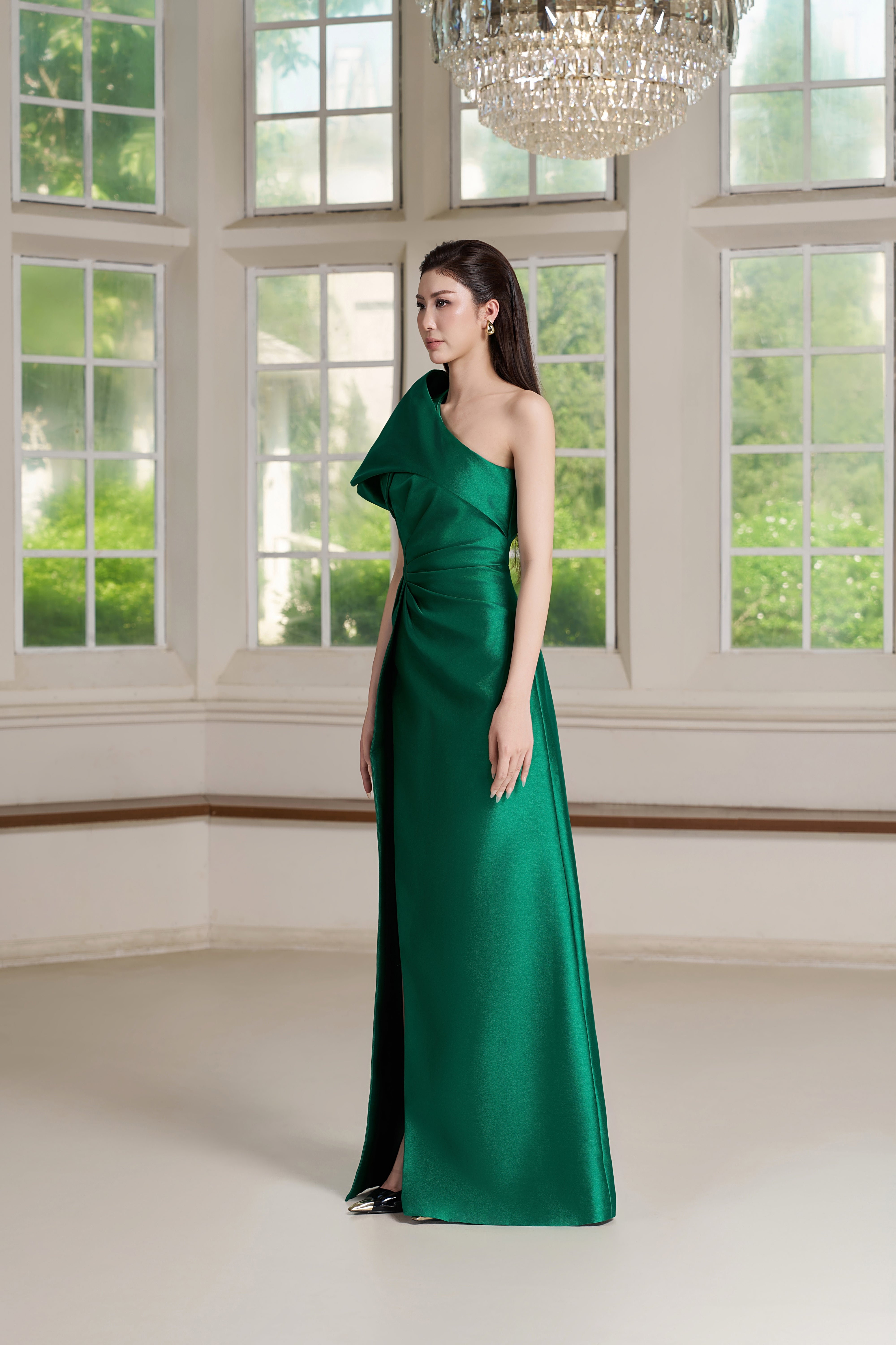 Eve Dress – One-Shoulder Draped Column Gown