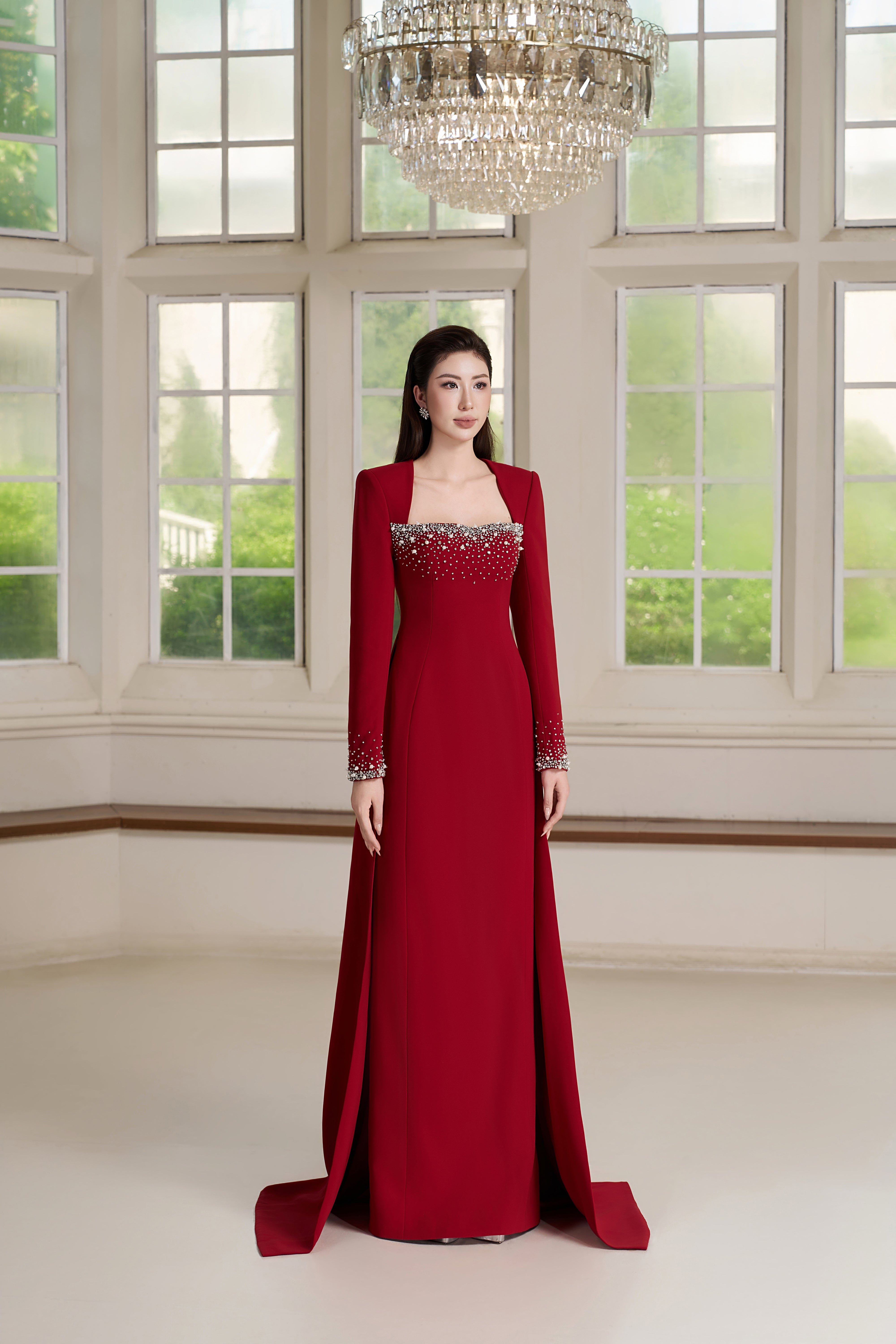 Elia Dress – Bordeaux Maxi Dress