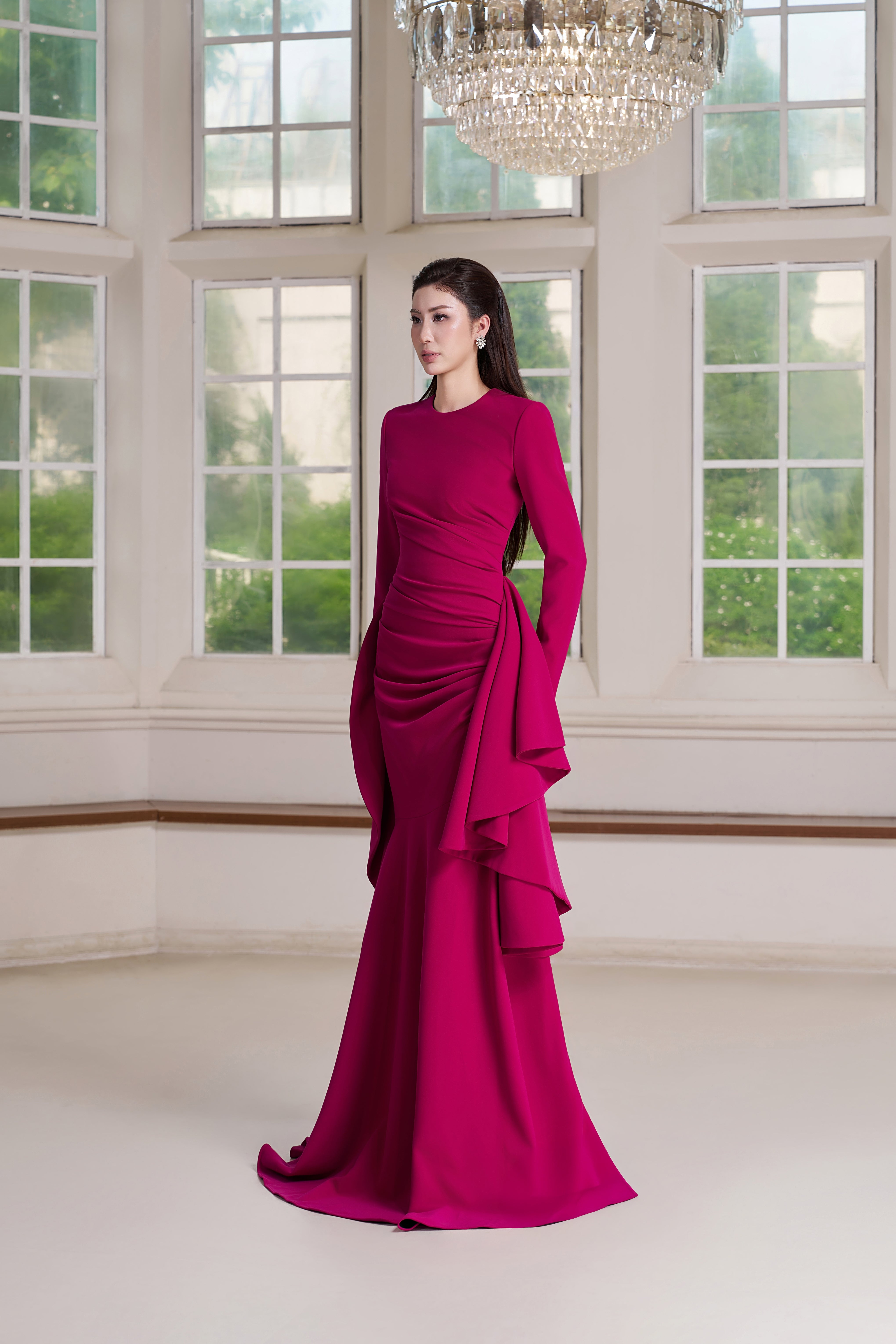 Mia Dress – Fuchsia Rose Maxi Dress