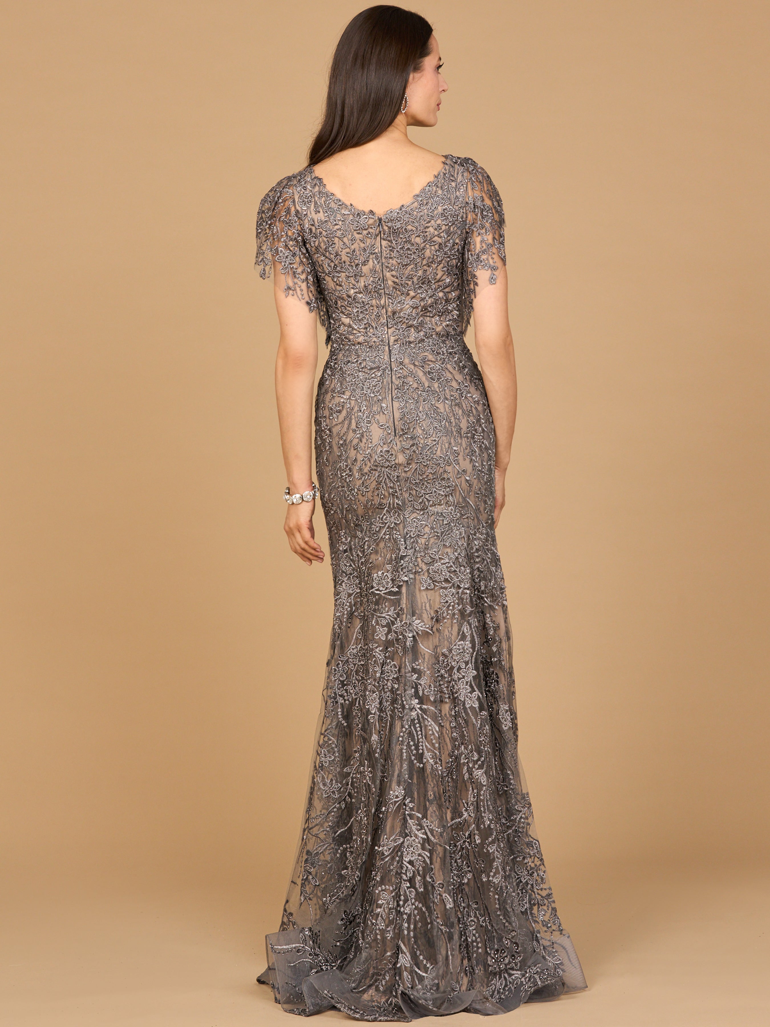 Cap Sleeve Mermaid V-neck Gown 28924