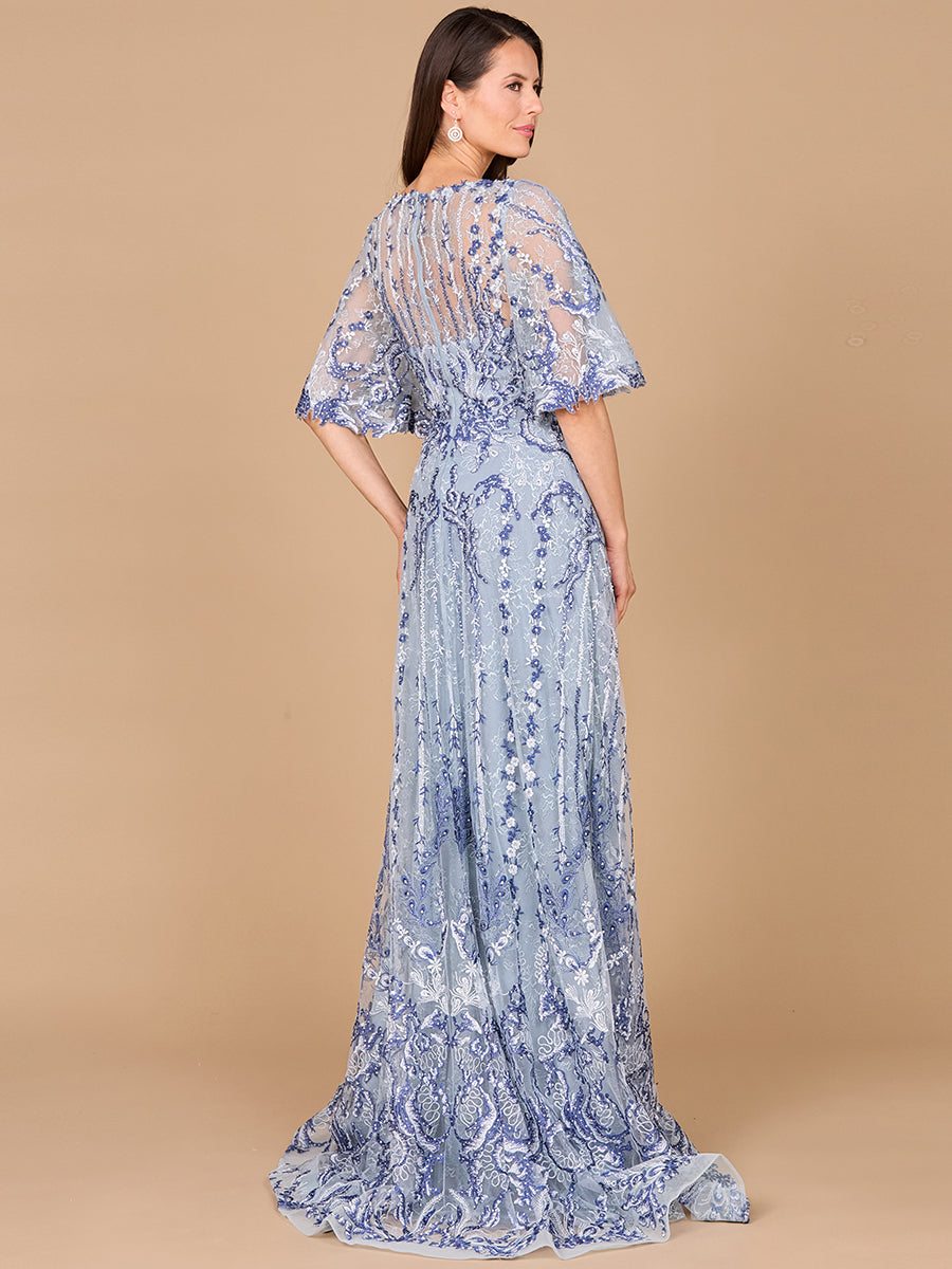 Cape Sleeve A-line Gown 28984