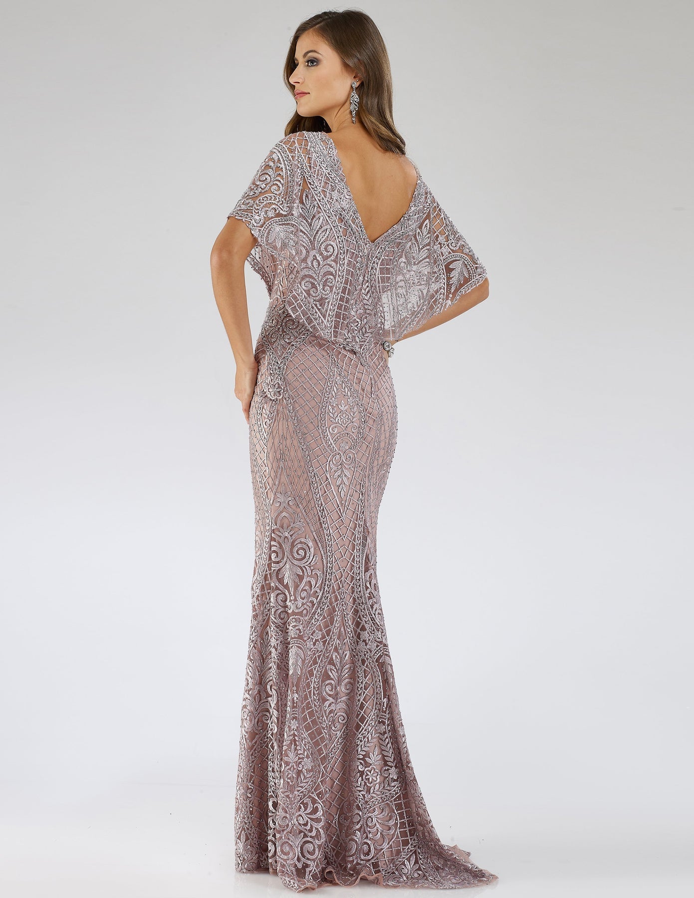 Cape Sleeve Mermaid Gown 29673