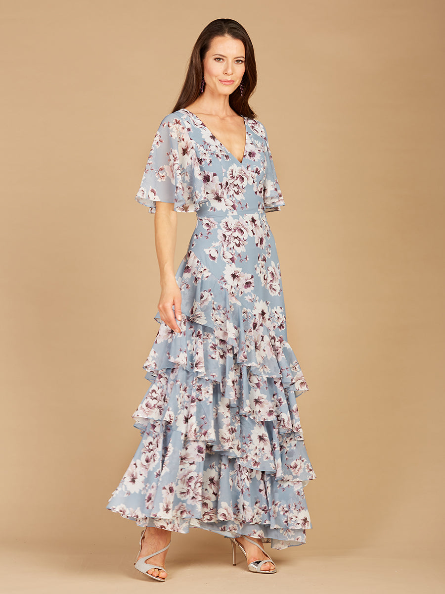 Cape Sleeve Print Dress- OUTLET 29246
