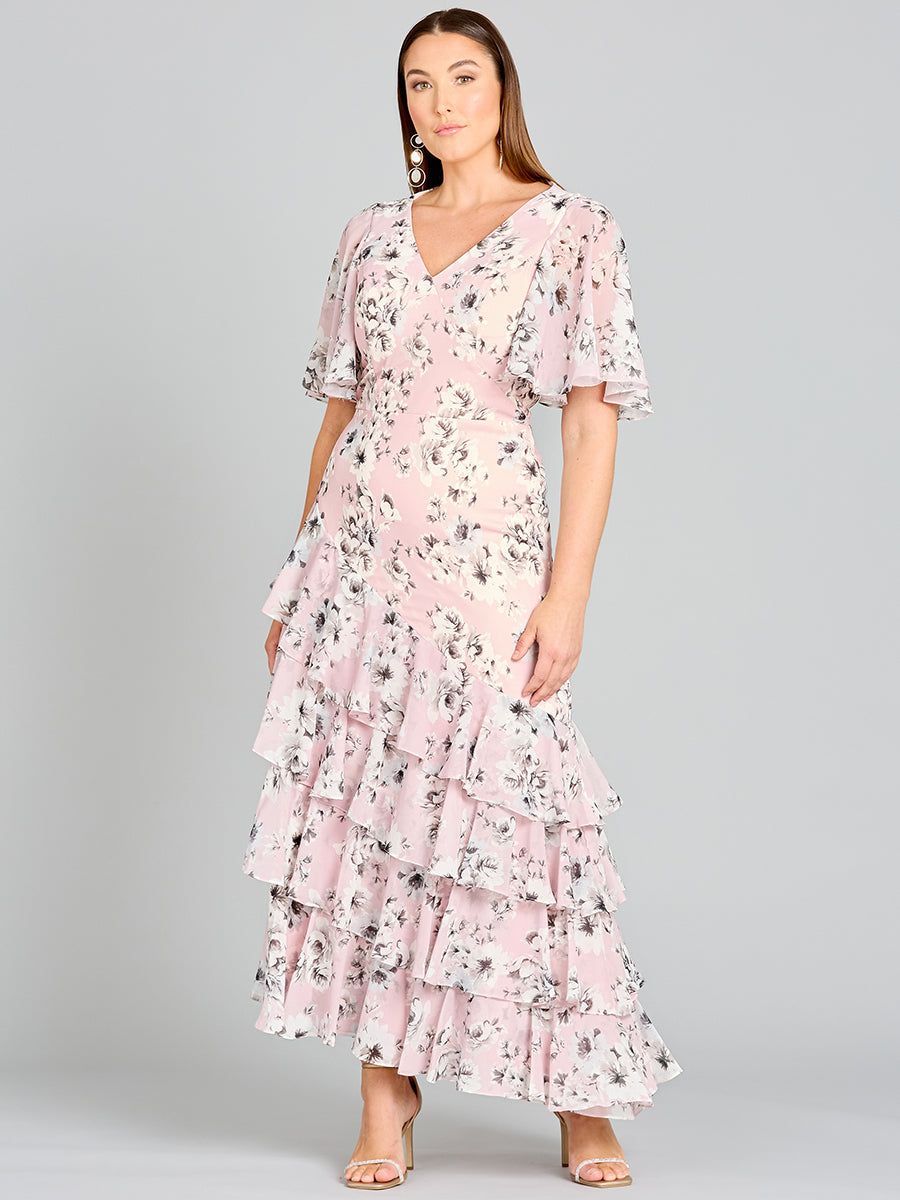 Cape Sleeve Print Dress- OUTLET 29246