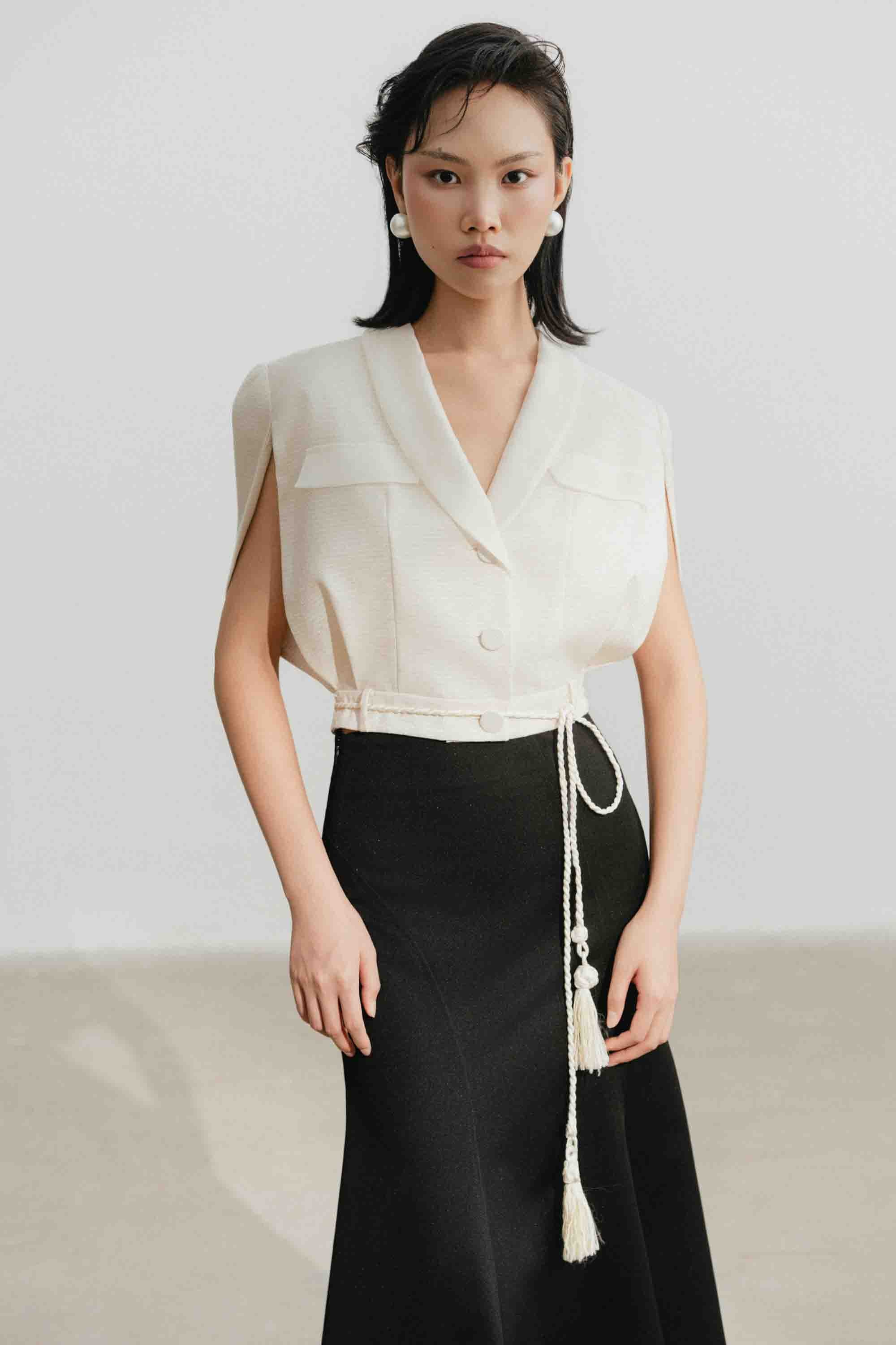 Cape Sleeve Set Design with Skirt