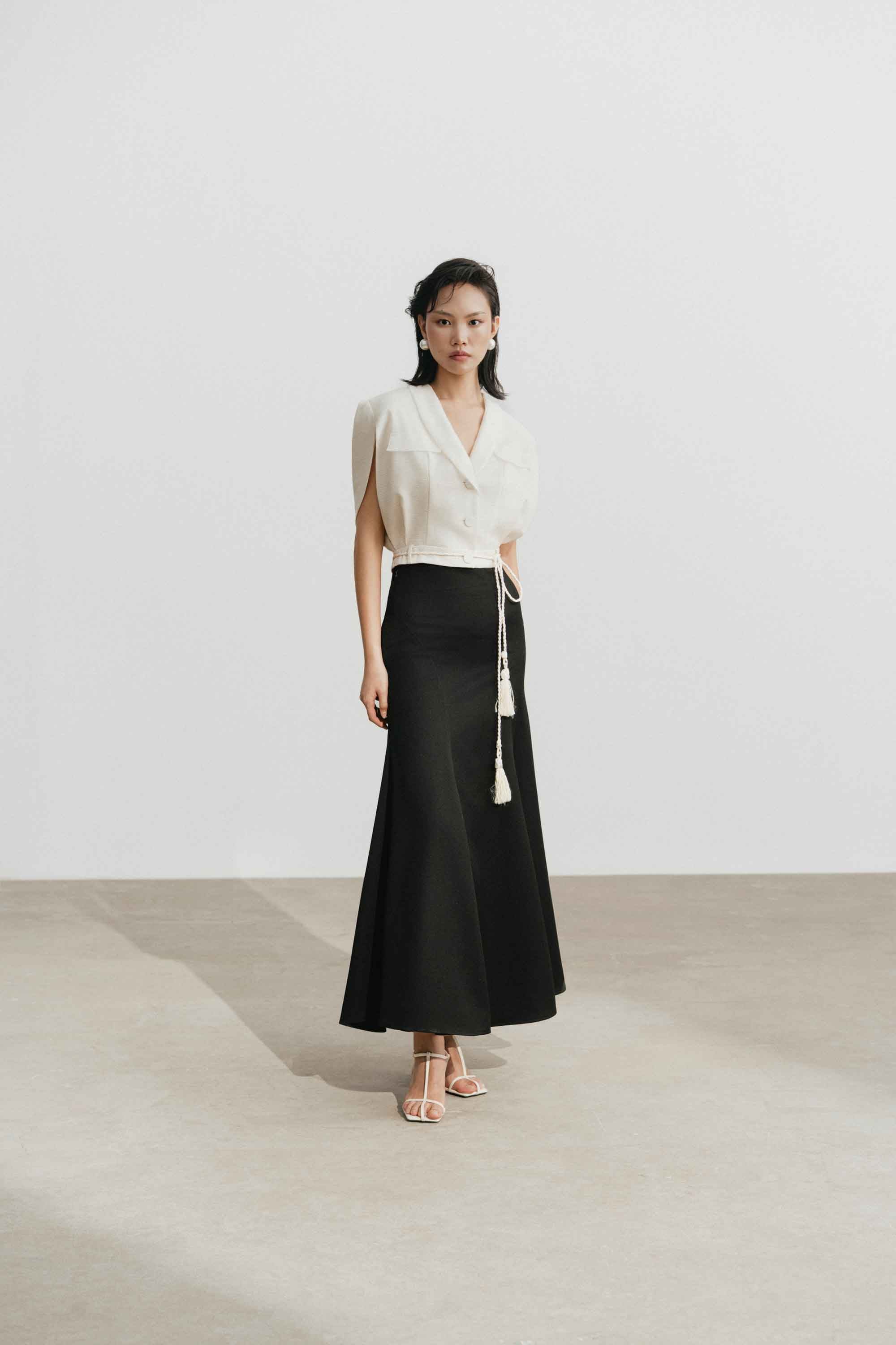 Cape Sleeve Set Design with Skirt