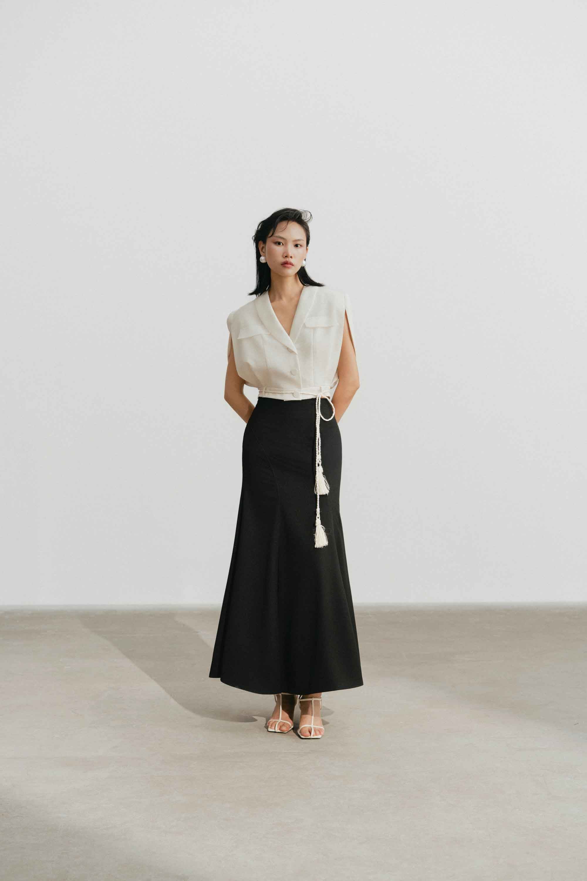 Cape Sleeve Set Design with Skirt