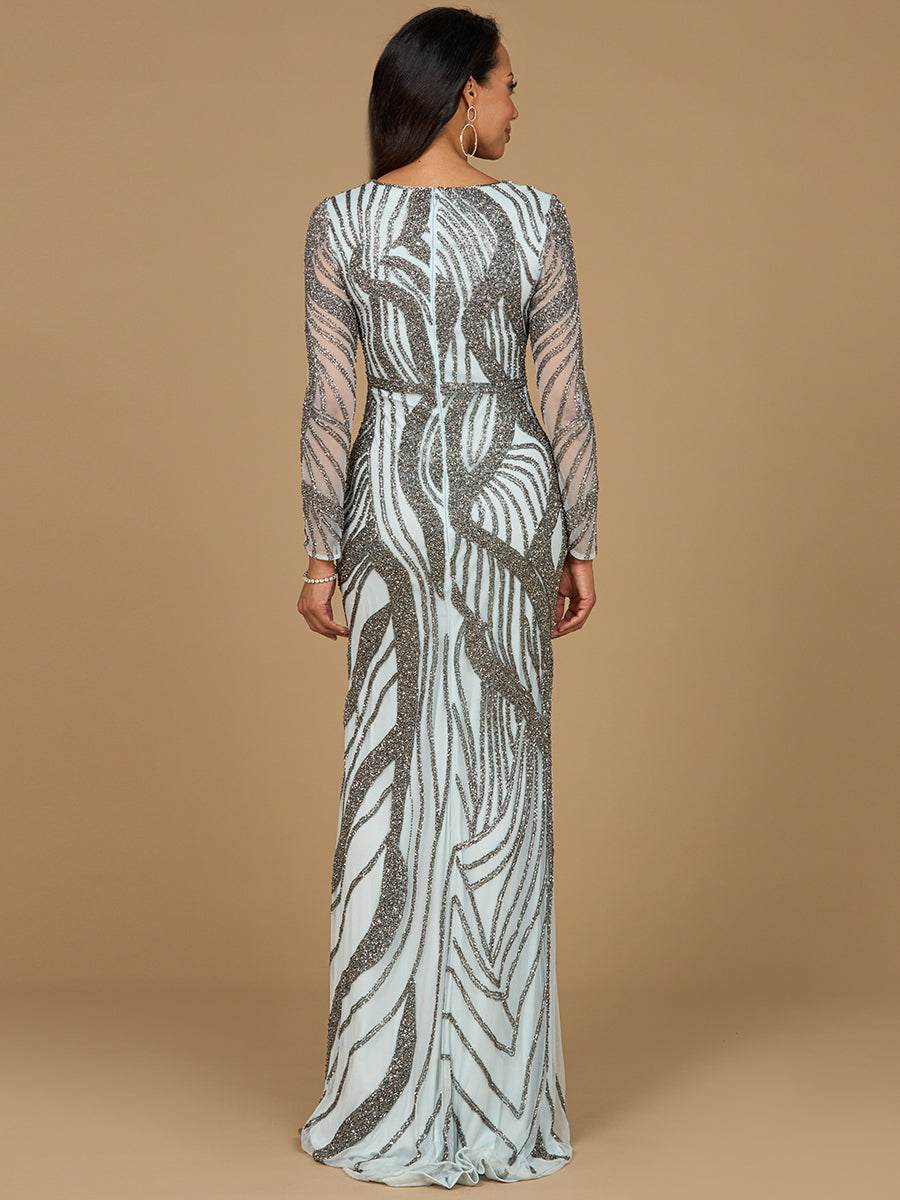 Cascading Beads Long Sleeve Dress 29165