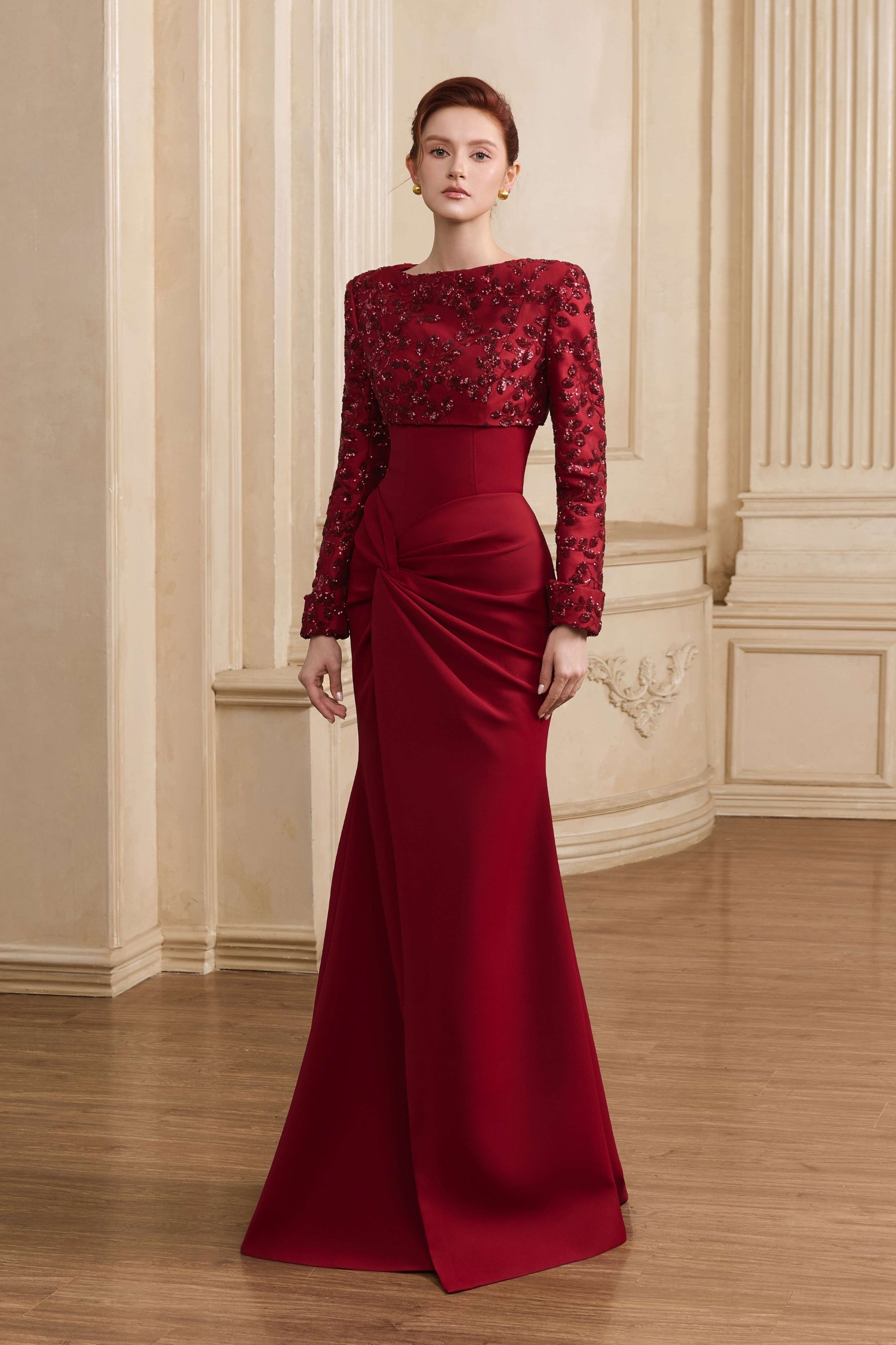 Charlotte Embellished Long Sleeve Maxi Dress
