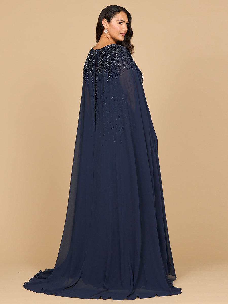 Chiffon A-line Long Gown with Long Cape Sleeves 28943