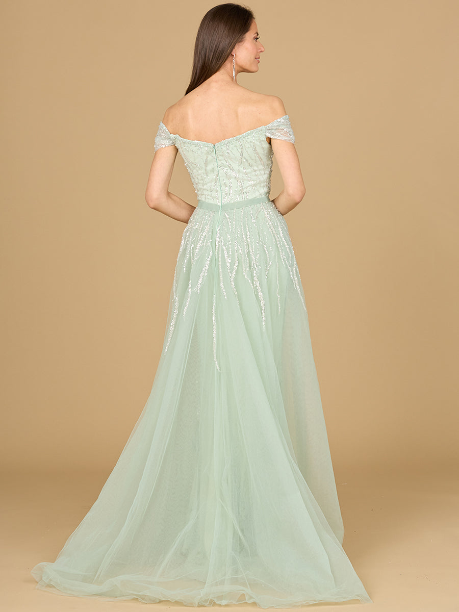 Classic Off Shoulder Overskirt Gown 29162