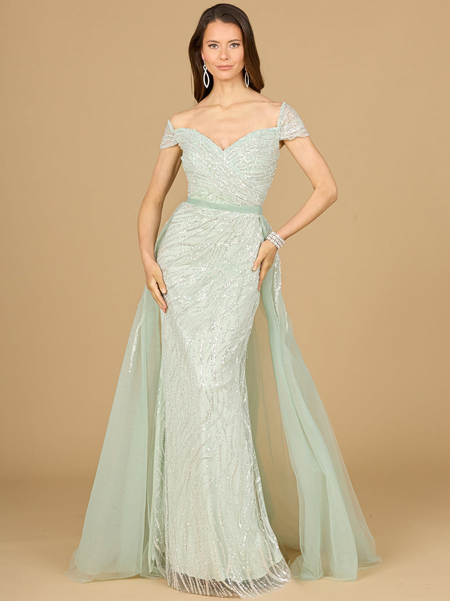 Classic Off Shoulder Overskirt Gown 29162