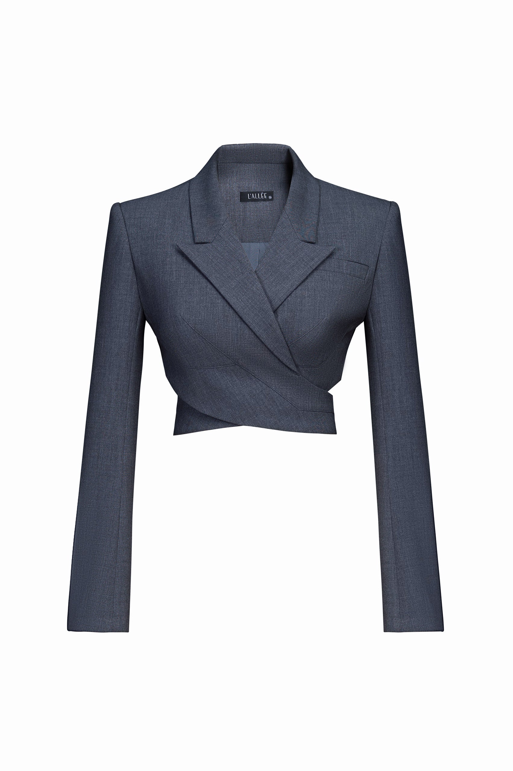 Cloud Gray Crisscrossed Croptop Blazer