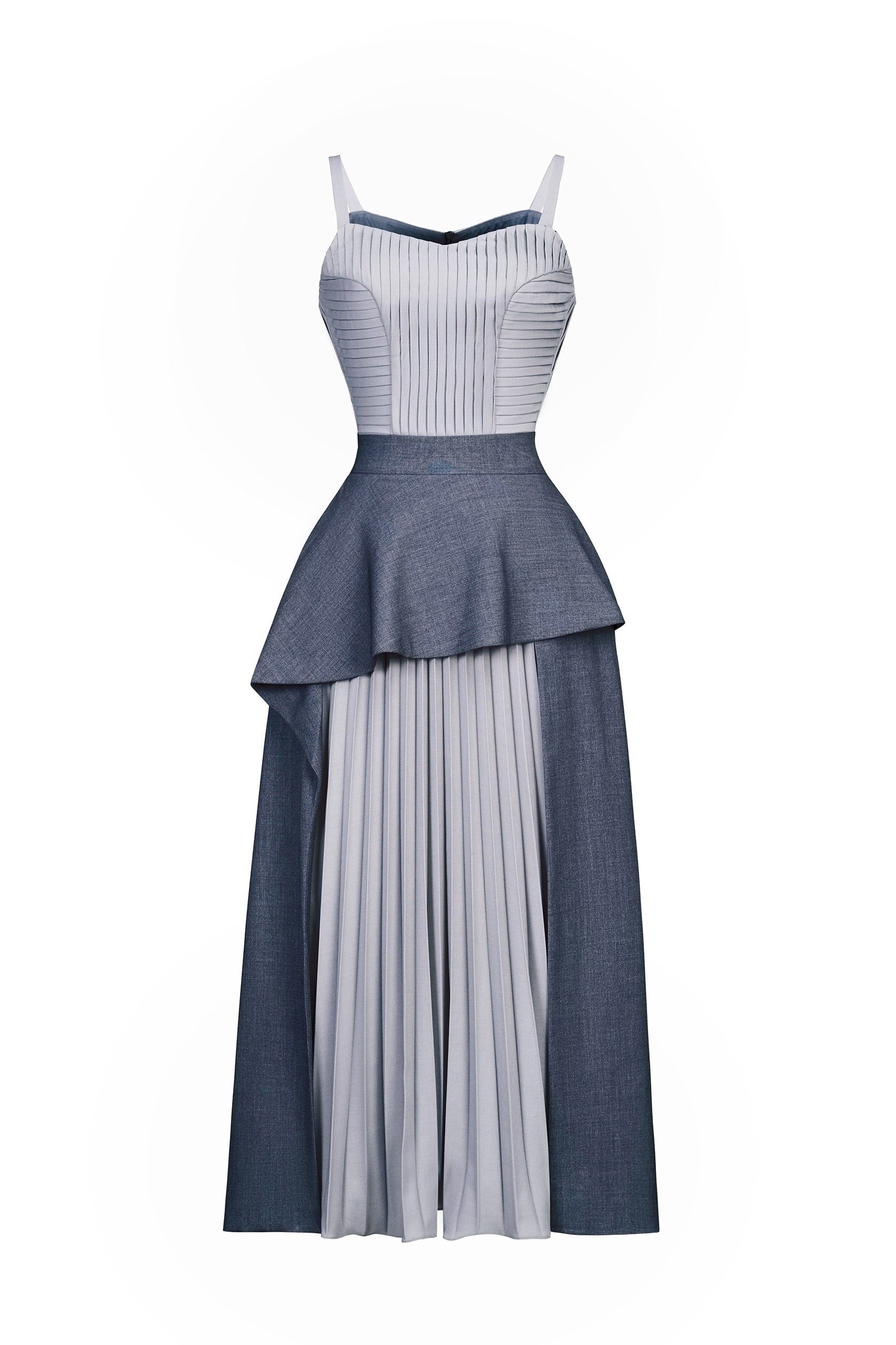 Cloud Gray Pleated Dress