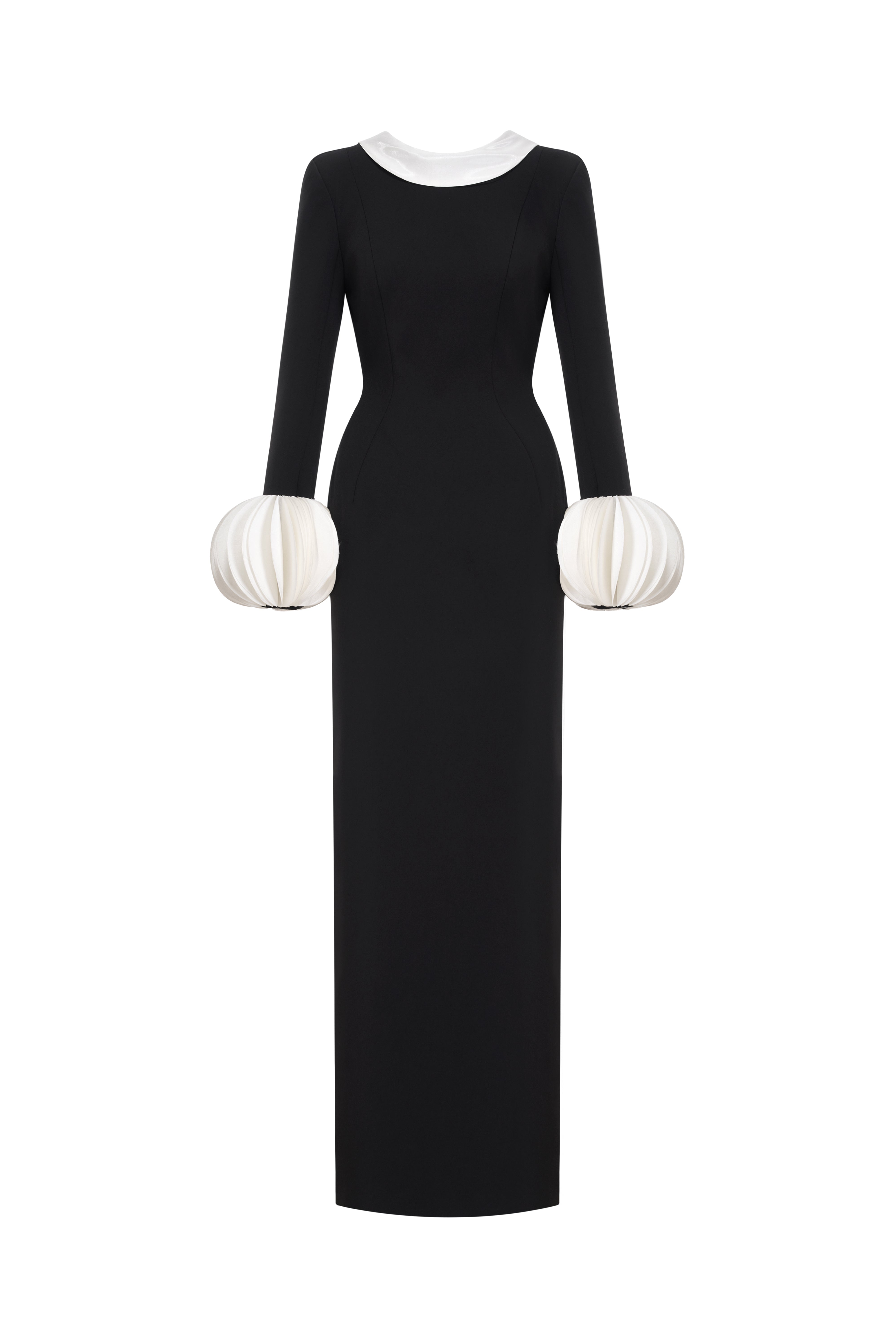 Contrast Organza Cuff Maxi Gown