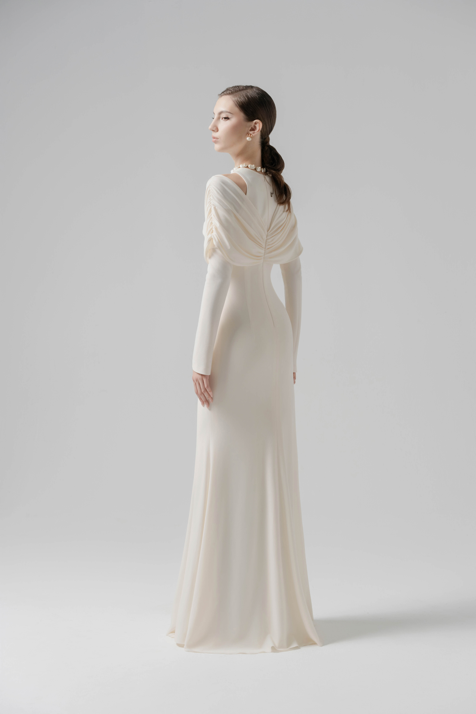 Cream Bias-cut Dress