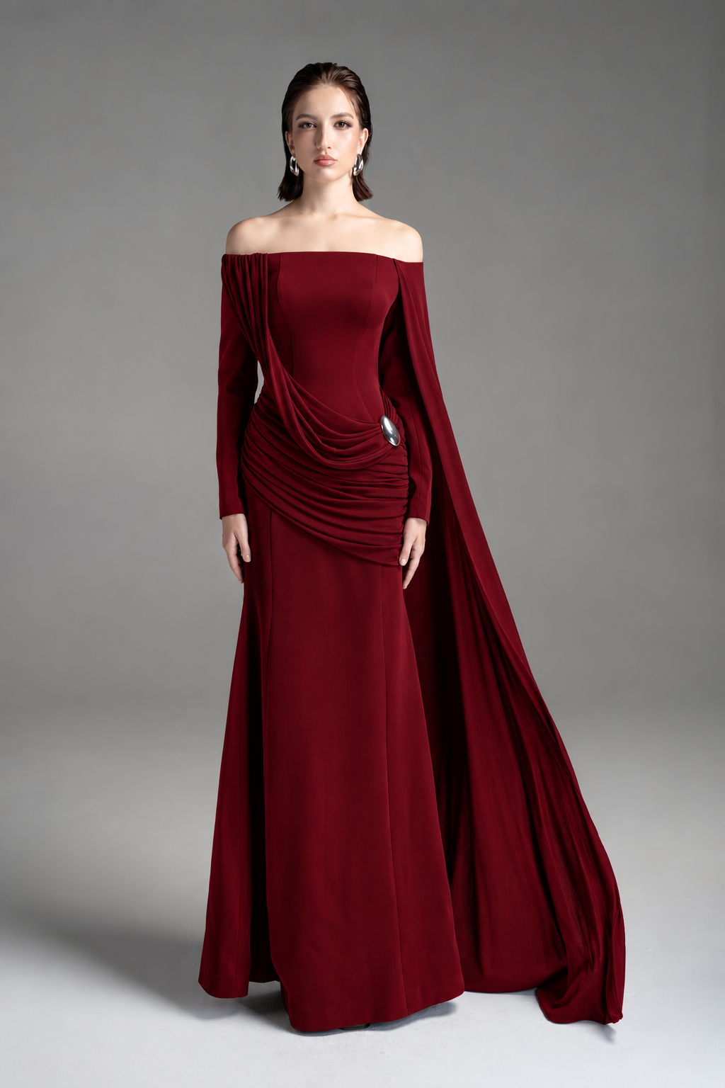 Off-Shoulder Draped Gown