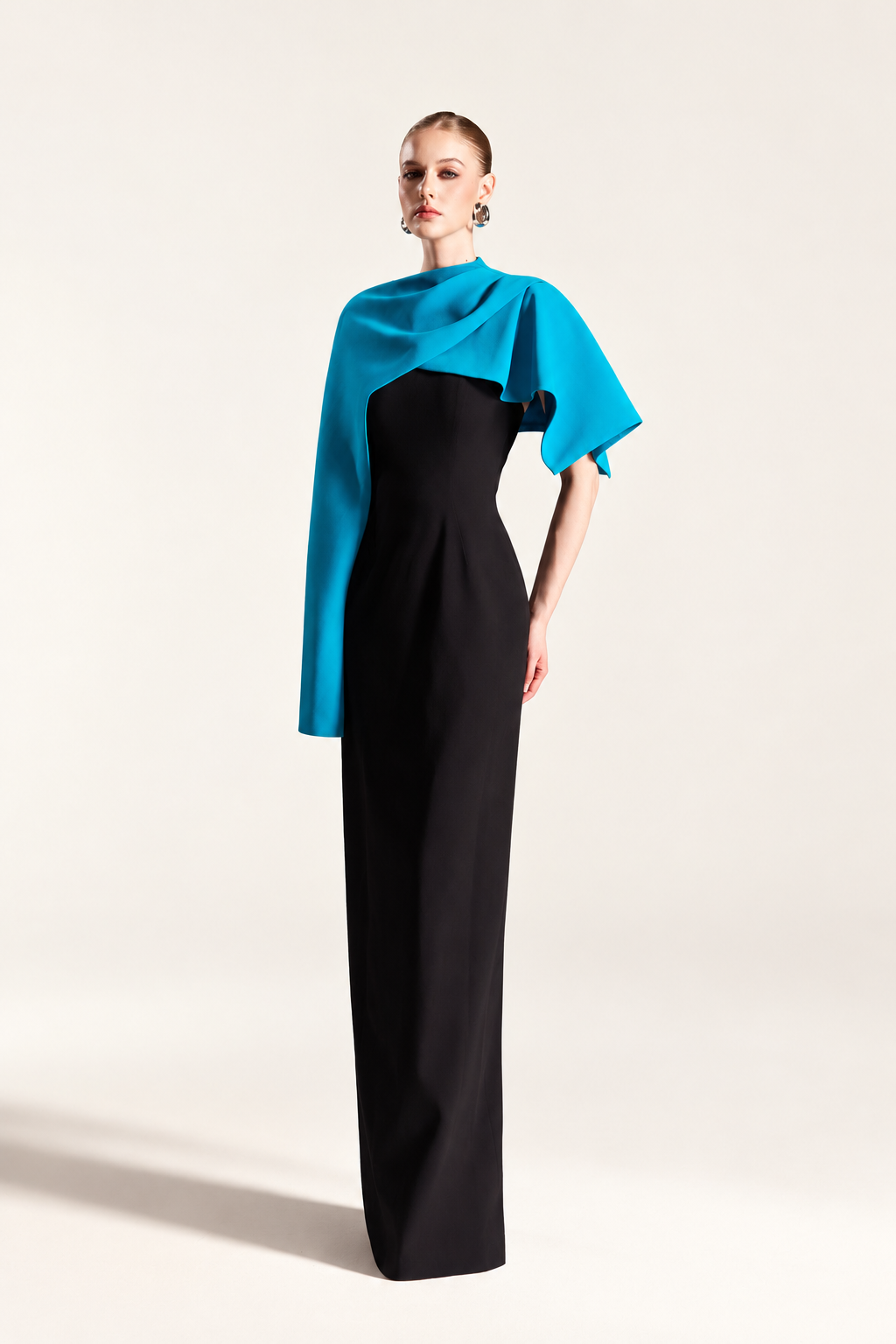 Contrast Cape Dress