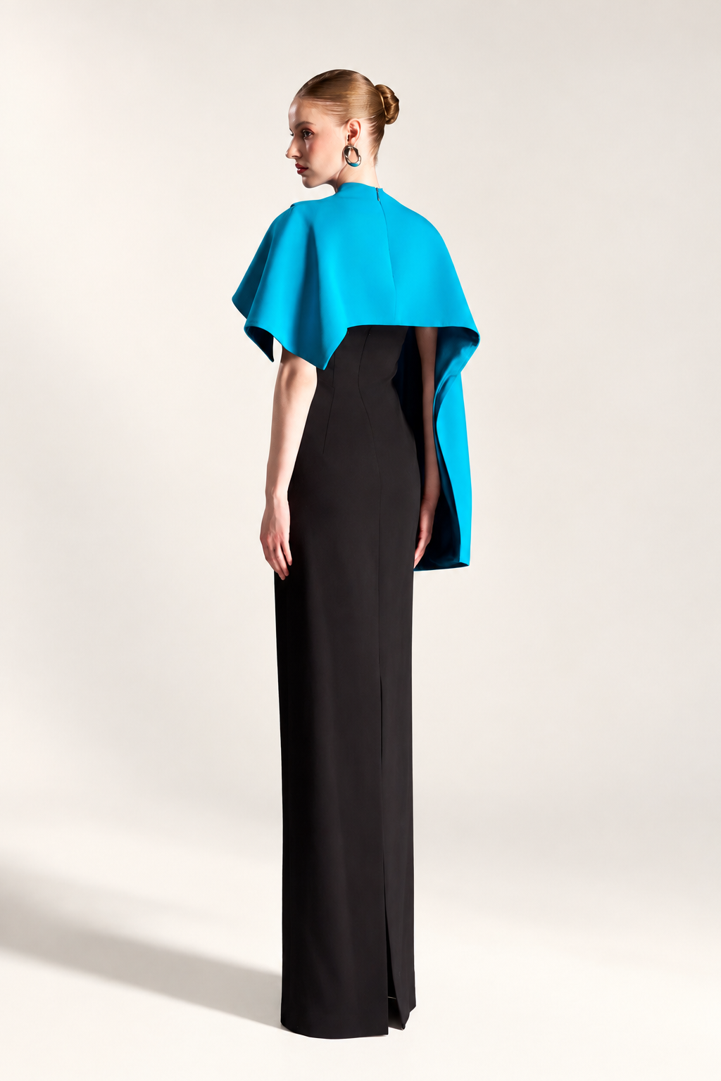 Contrast Cape Dress