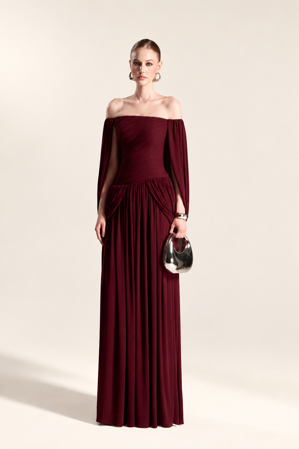 Cape-Sleeve Gown