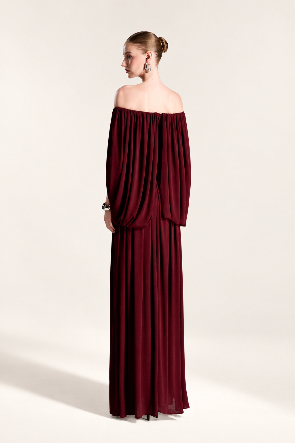 Cape-Sleeve Gown