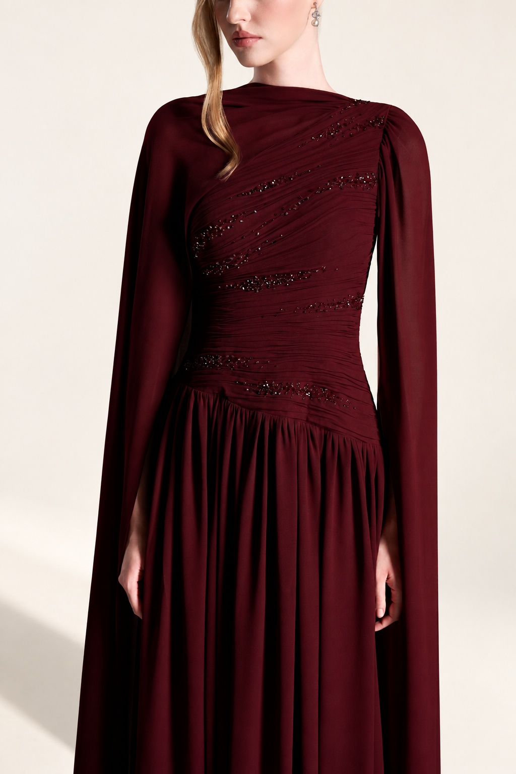 Ruched Crystal Gown