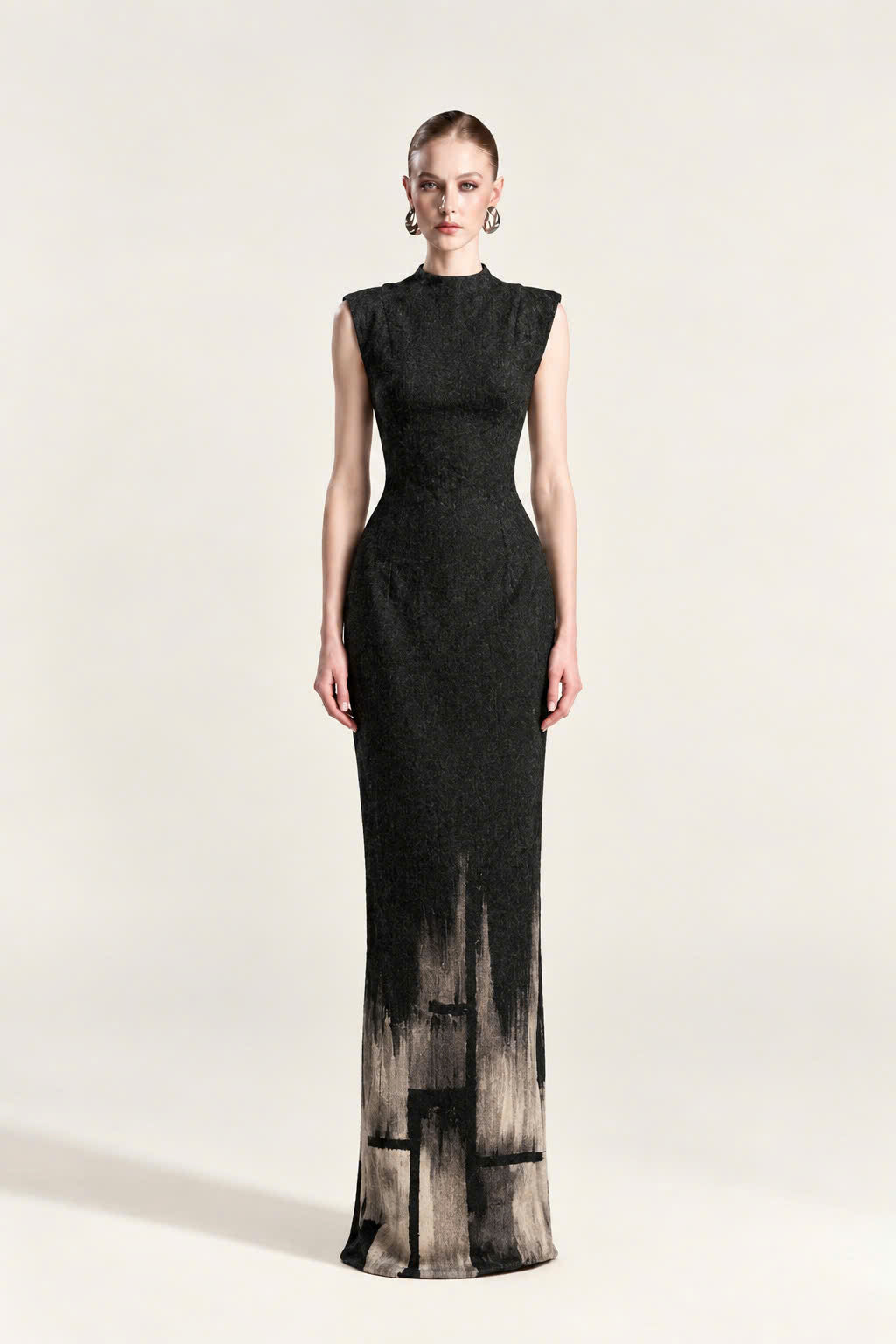 Brushstroke Charcoal Column Dress