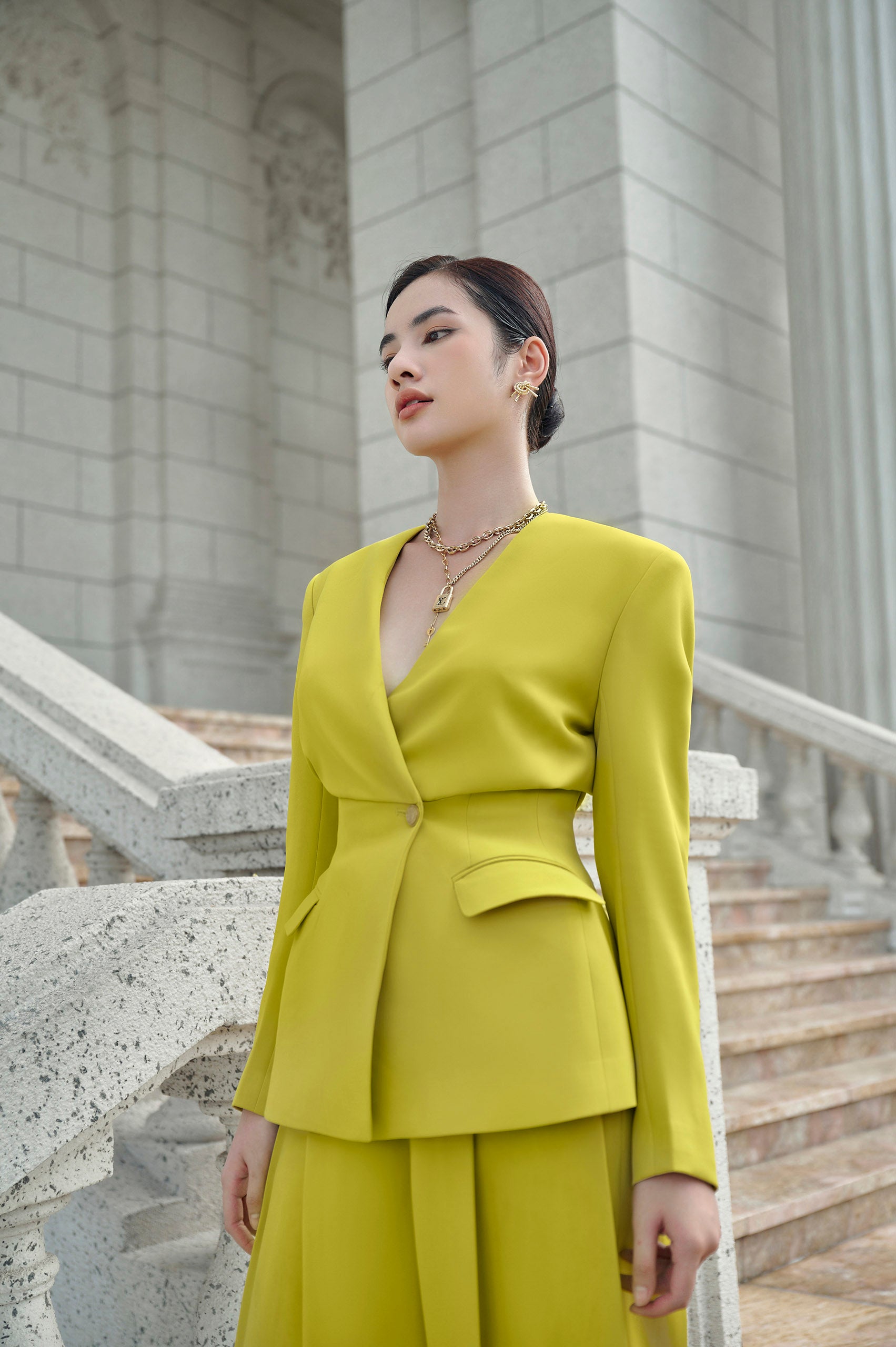 Hazel Neon Corset Blazer Tracy Noen Wide Leg Pants