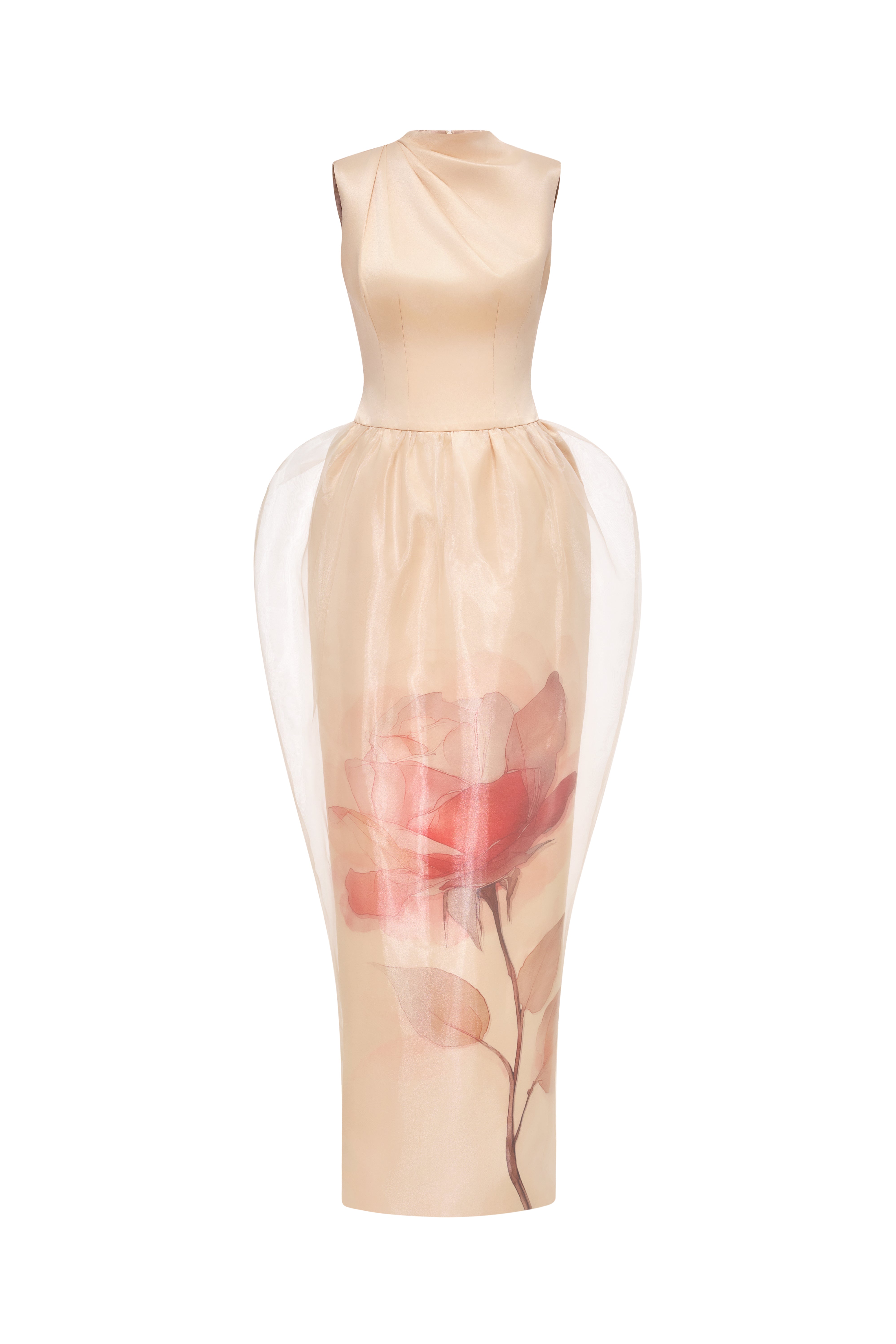 Elara Sleeveless Organza Overlay Gown