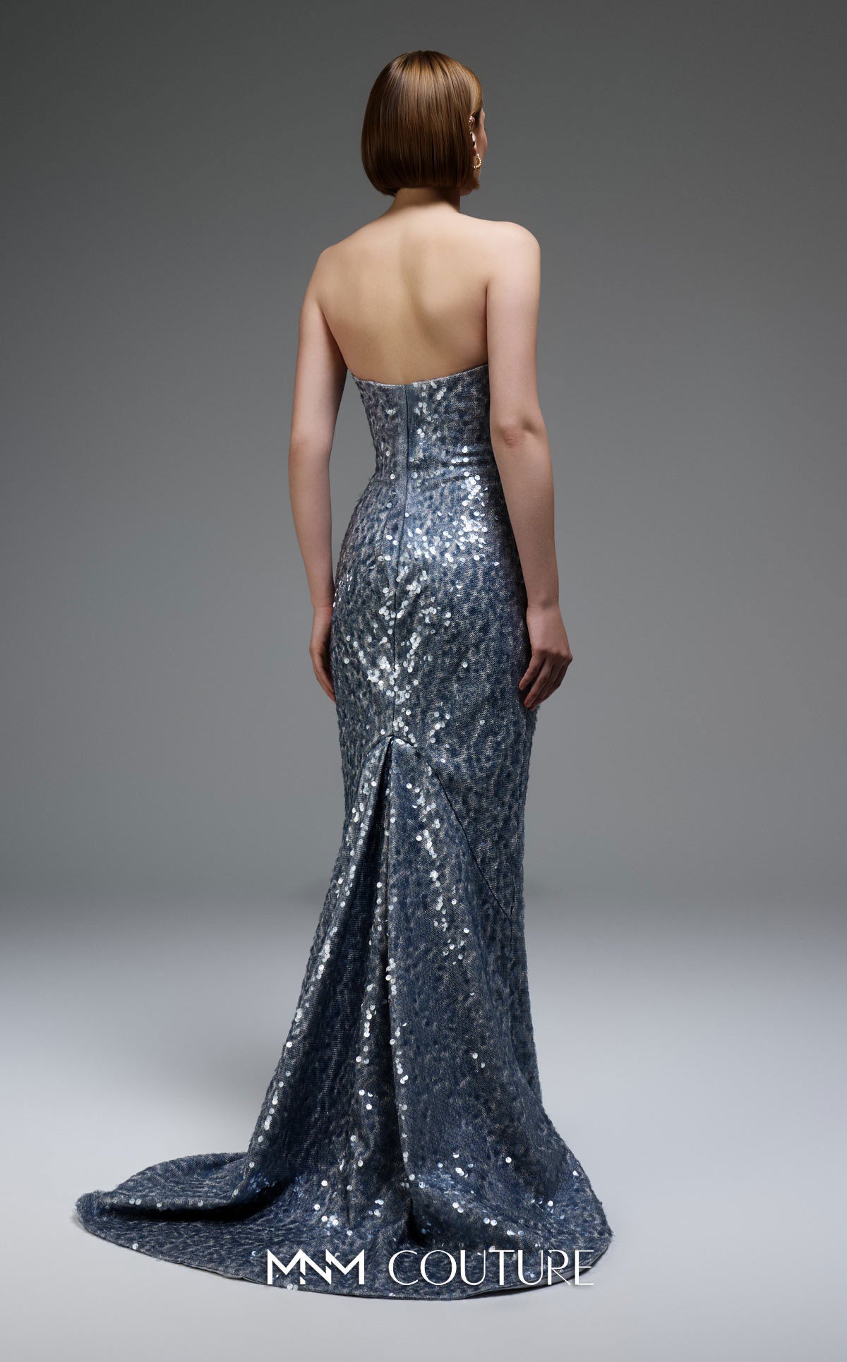 Elegant Brown Sequin Evening Gown - Off-Shoulder Column Formal Dress E0105