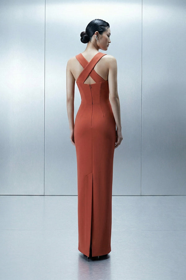 Eli The Label E0164 Coral Embellished Sweetheart Cape Evening Gown
