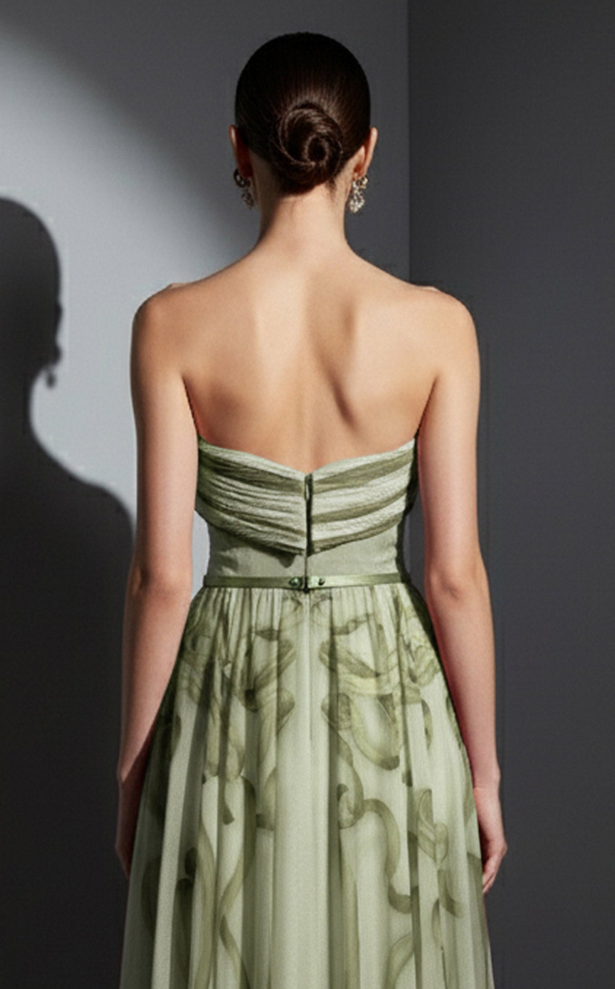 Elie Awad E0129 Strapless Crossover Bodice Chiffon Gown with Slim Belt
